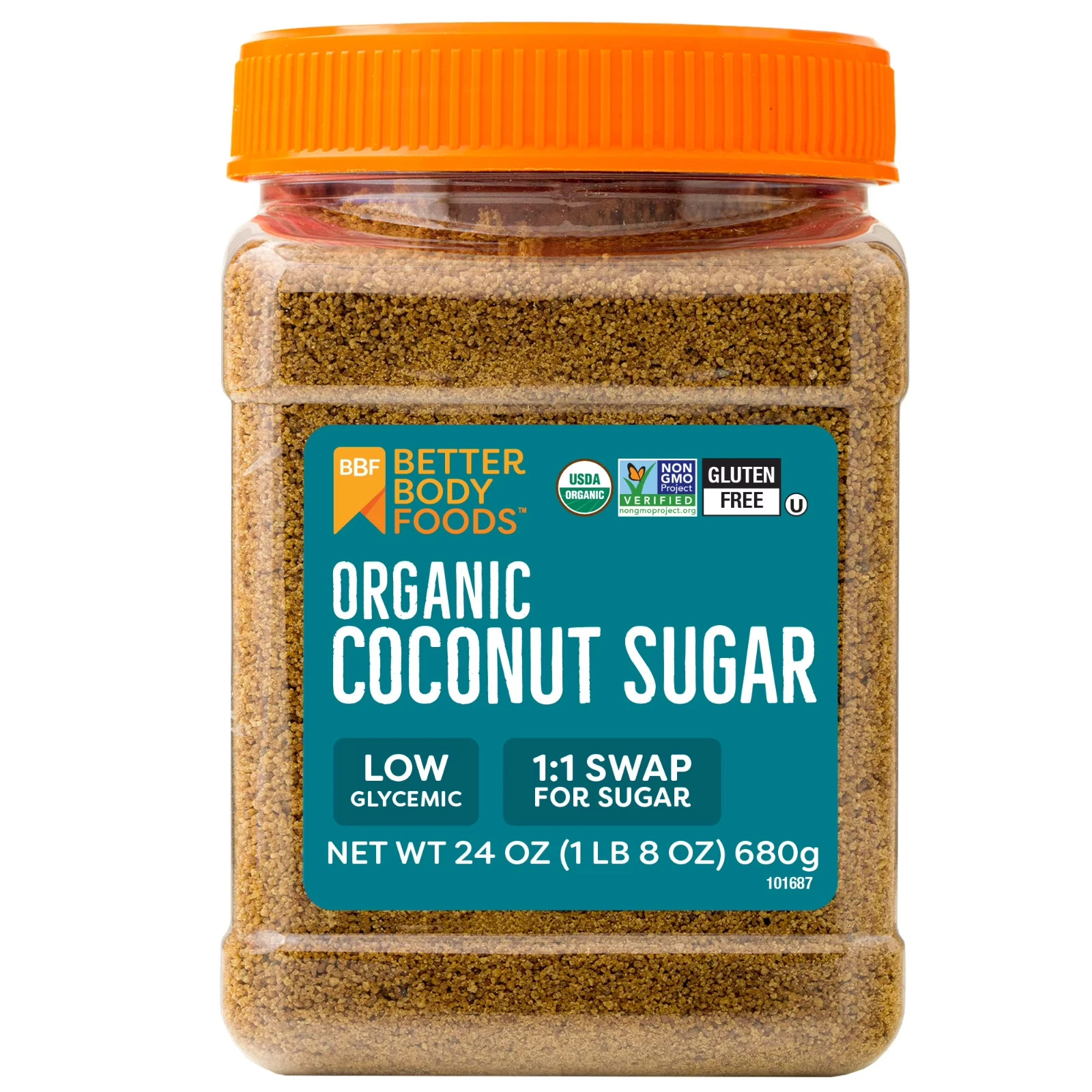 BetterBody Foods Organic Coconut Palm Sugar, 24 Oz New 2 Pack With Free Shipping