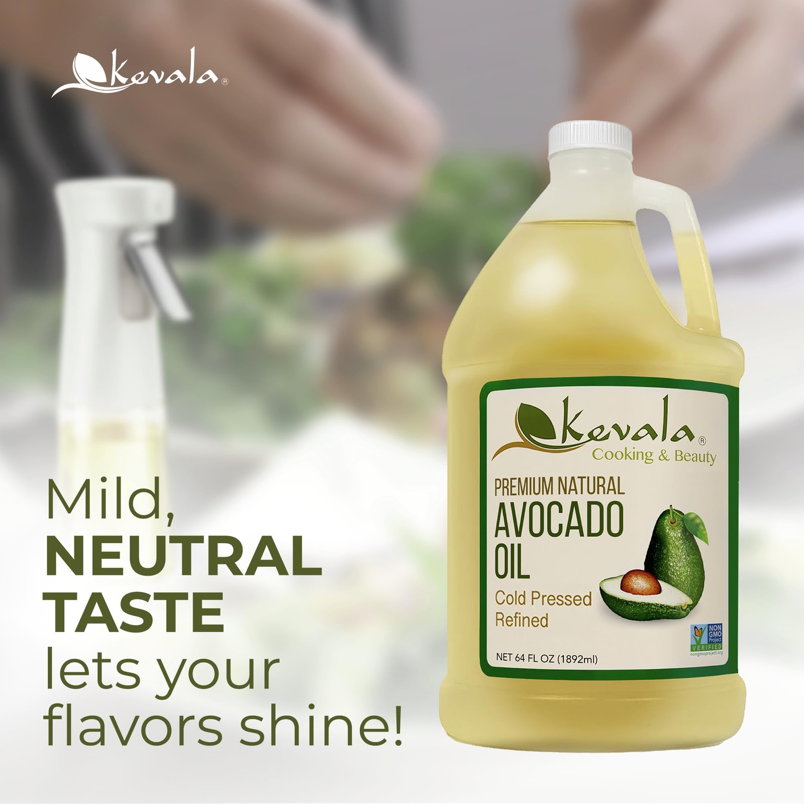 Kevala Avocado Oil – 64 fl oz – 1/2 gallon – Cold Pressed – Fresh Avocados –