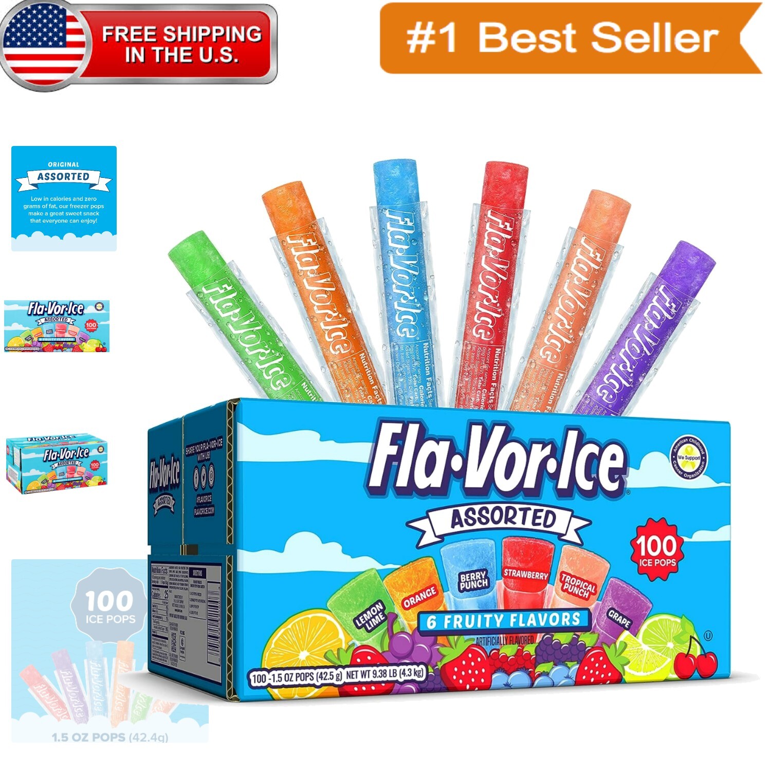 Kid-Friendly Assorted Flavor Popsicles – 100 Count Freezer Bars in 1.5 Oz