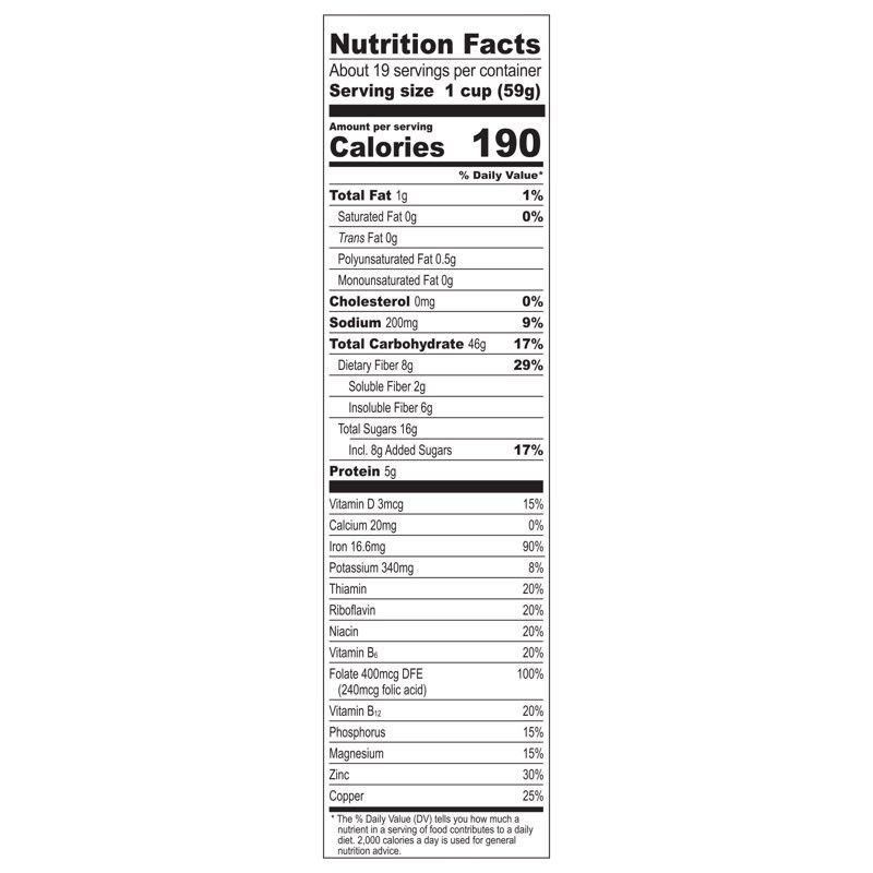 Malt-O-Meal Raisin Bran Cereal, Family Size Breakfast Cereal, 39 OZ Bag..
