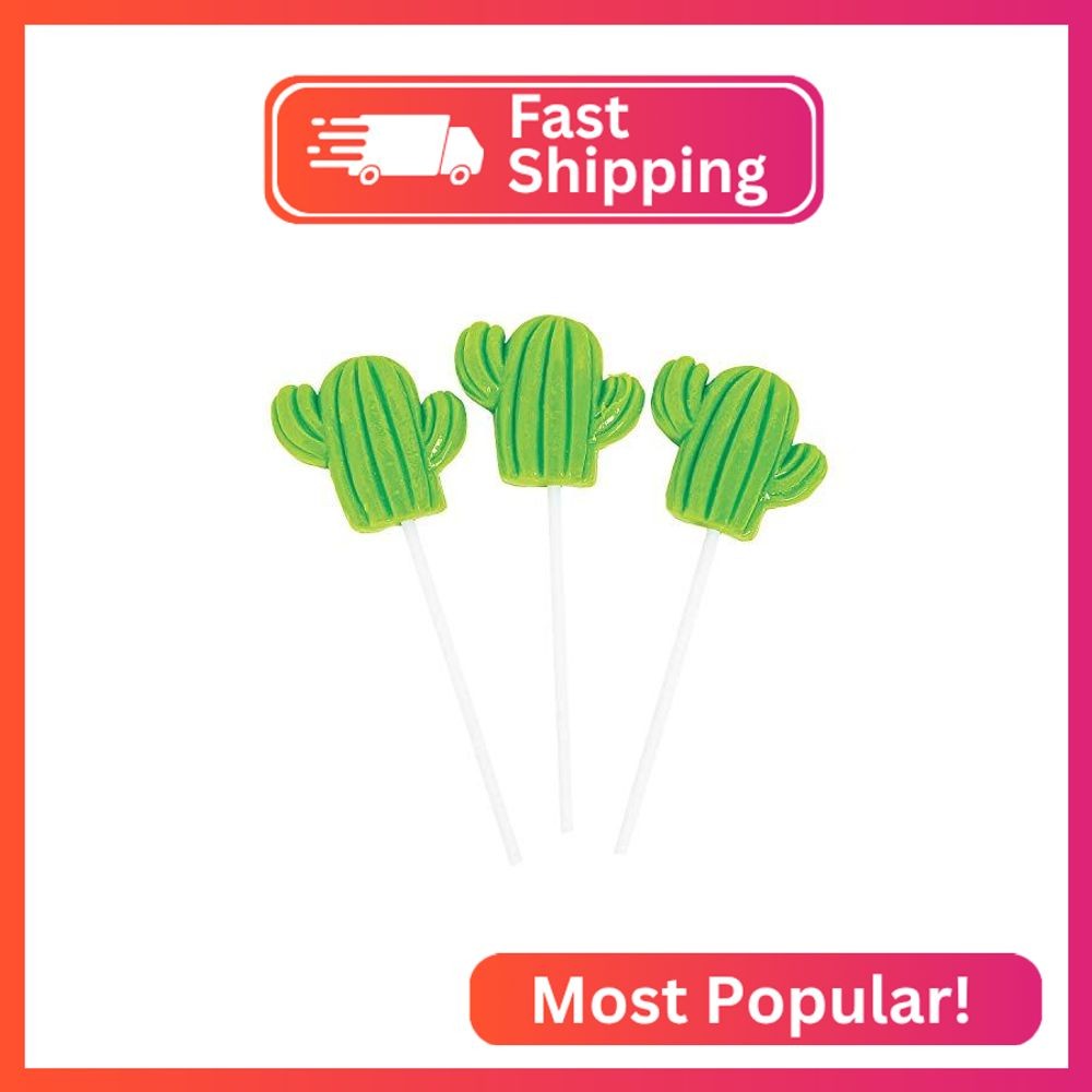 Fun Express Cactus Suckers (set of 12 individually wrapped) Green Apple Flavor –