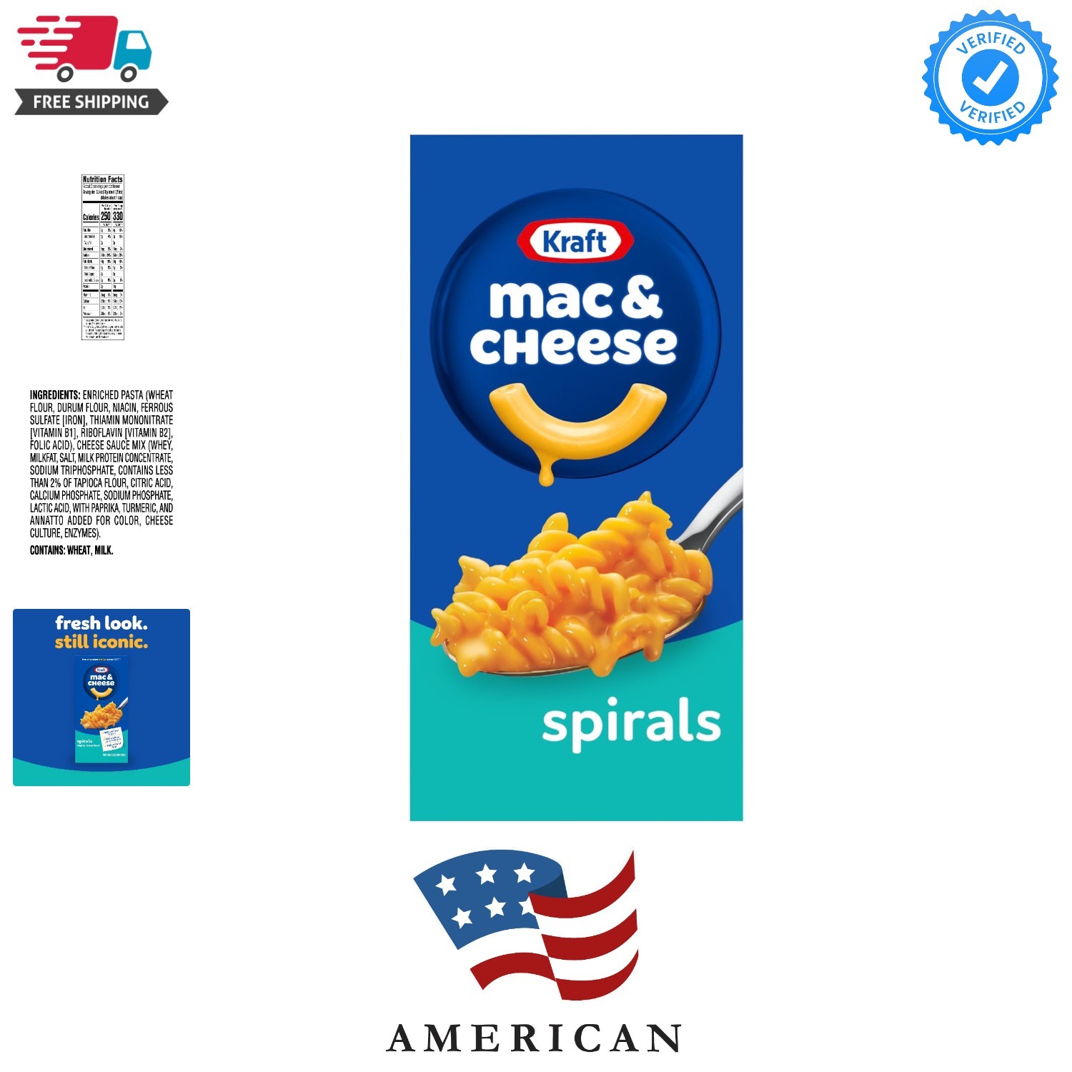 Kraft Spirals Mac and Cheese, 1 Box, for Easy Dinner or Dinner Sides, Flavor…