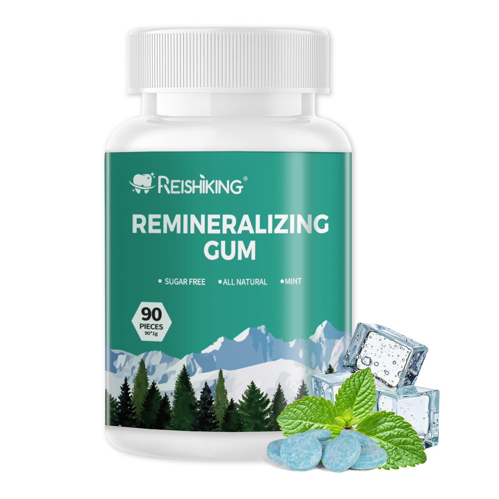 REMINERALIZING GUM, 90 Pieces, Teeth 90 Count (Pack of 1), Green