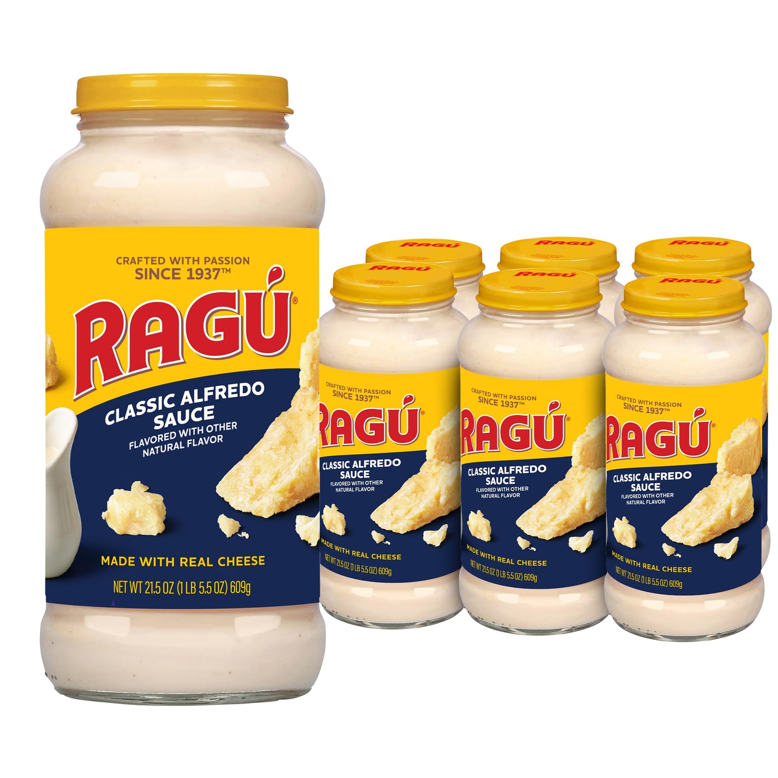 Classic Alfredo Pasta Sauce, Made with Real Cheese, 21.5 oz (Pack of 6)