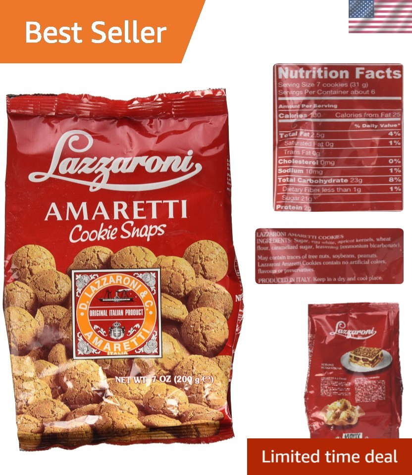 Indulge in 7 Ounce Lazzaroni Amaretti Cookies – Perfect for Any Occasion