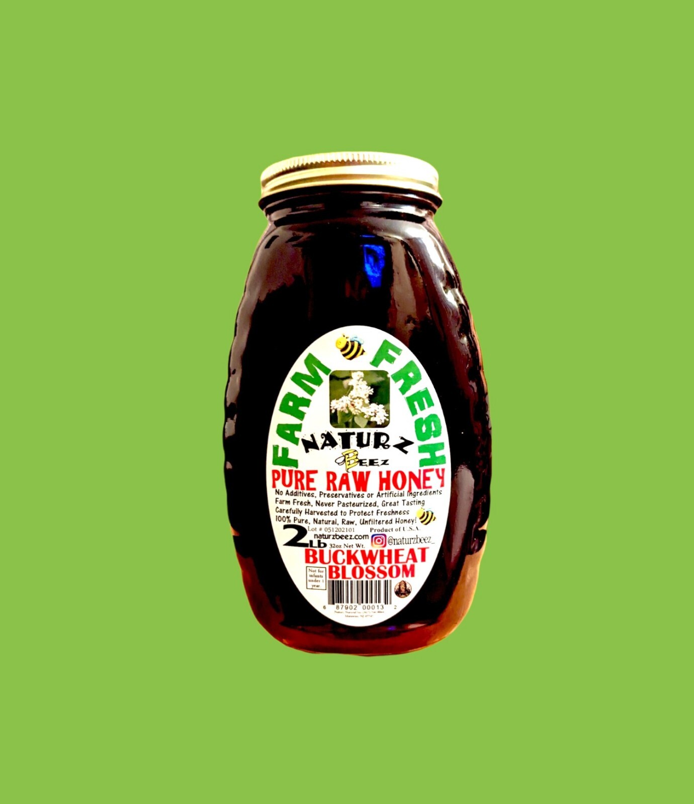 RAW HONEY BUCKWHEAT BLOSSOM HONEY 2LB 908g 100% PURE RAW Unfiltered