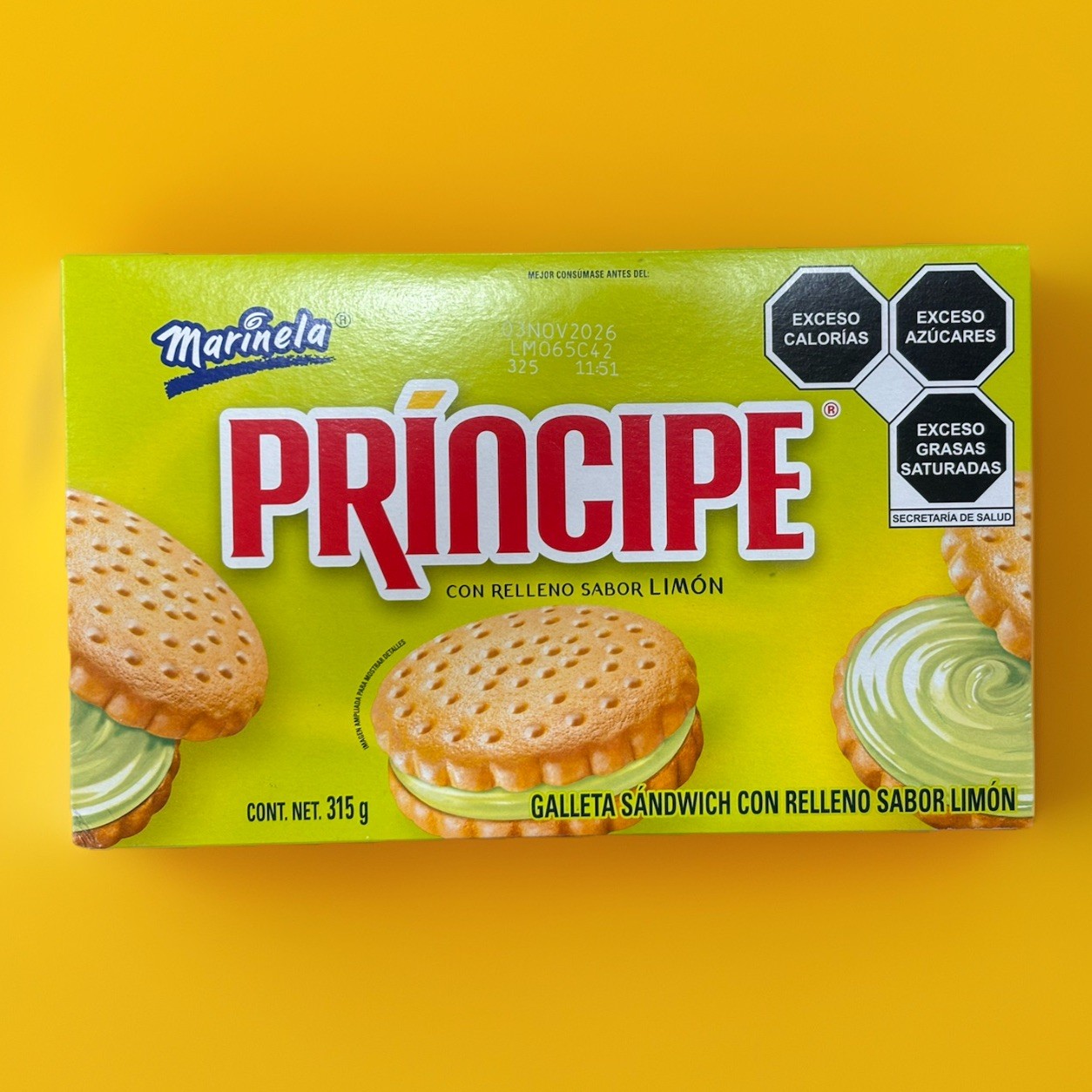 Principe Lemon Sandwich Cookies Marinela 315g Mexican Lime Cookies Pack