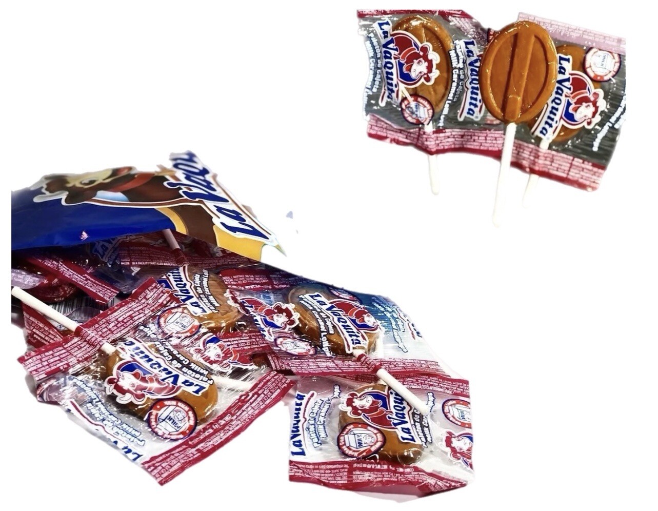 La Vaquita milk caramel mexican candy paletas lollipops sabor cajeta 24 ct