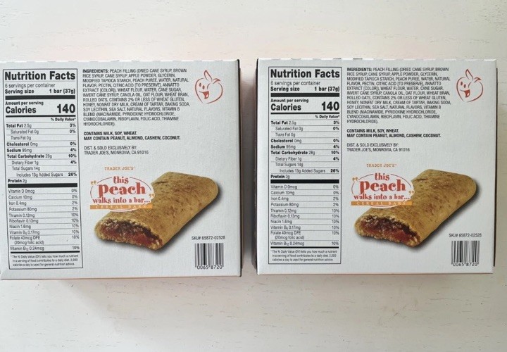 2 Packs Trader Joe’s This Peach Walks Into A Bar Cereal Bars 6 Bars 7.8 oz Each