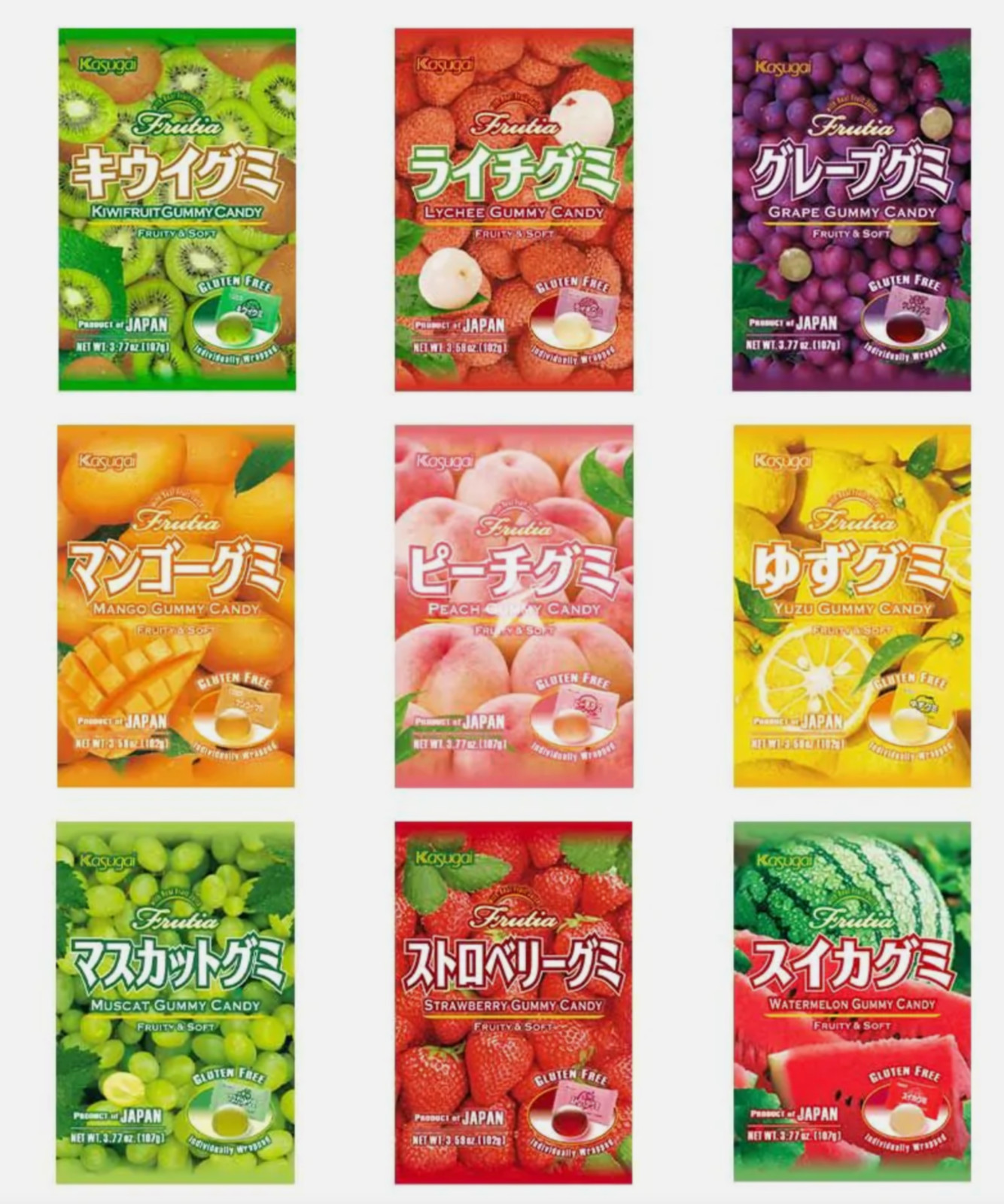 Kasugai Japanese Gummy Candy (1 pack) 9 Flavors Choice Available Free Shipping!!