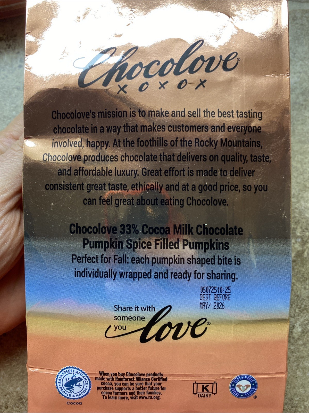 9 CHOCOLOVE Pumpkin Spice Milk Chocolate Bites 7.05oz