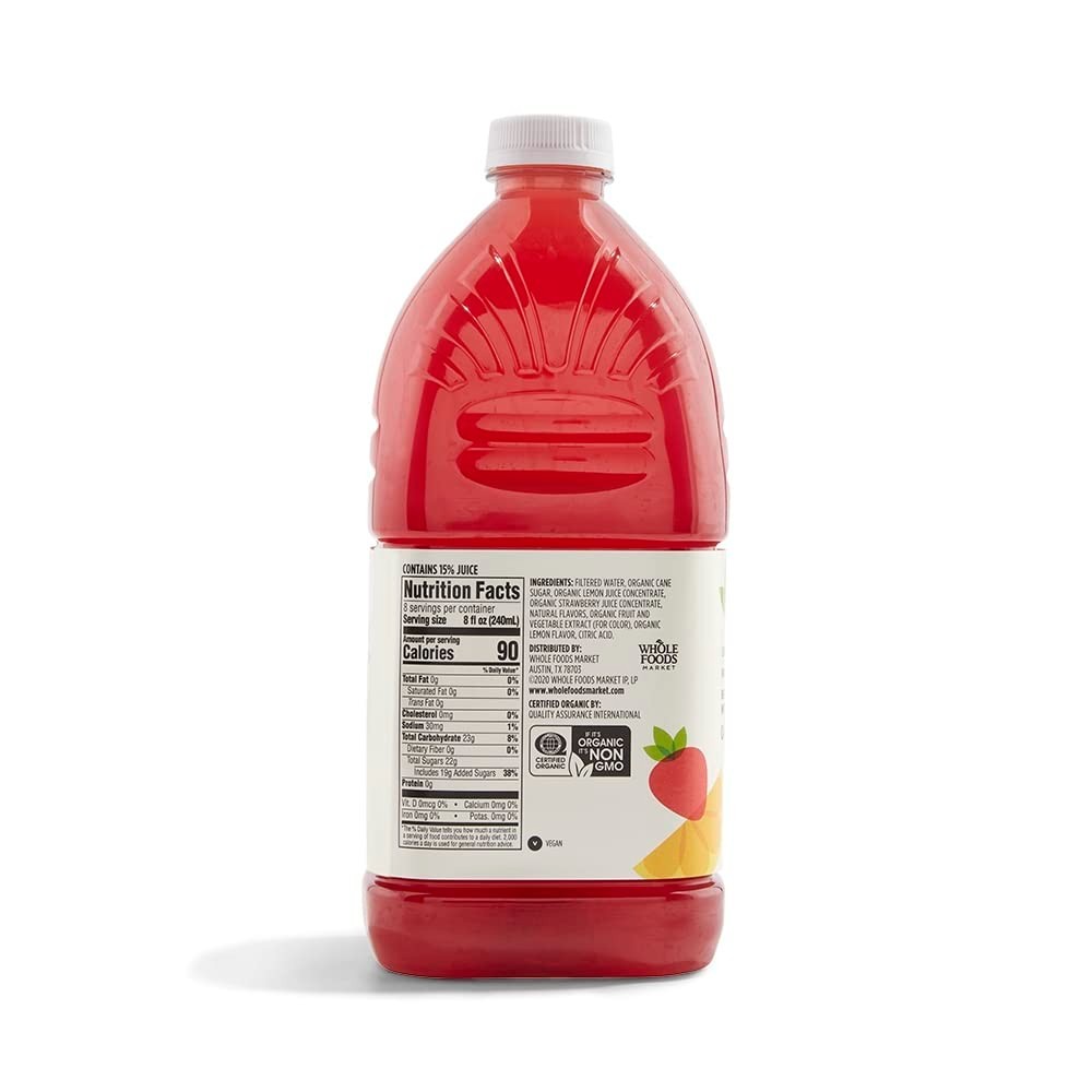 Delicious Organic Strawberry Lemonade – 128 Fl Oz Total, Caffeine-Free & Natural