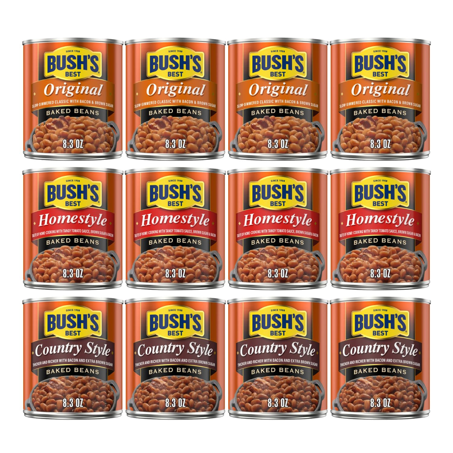 Bush’S Best Baked Beans Variety Pack, Seasoned Beans in Savory Sauce for BBQ, Co