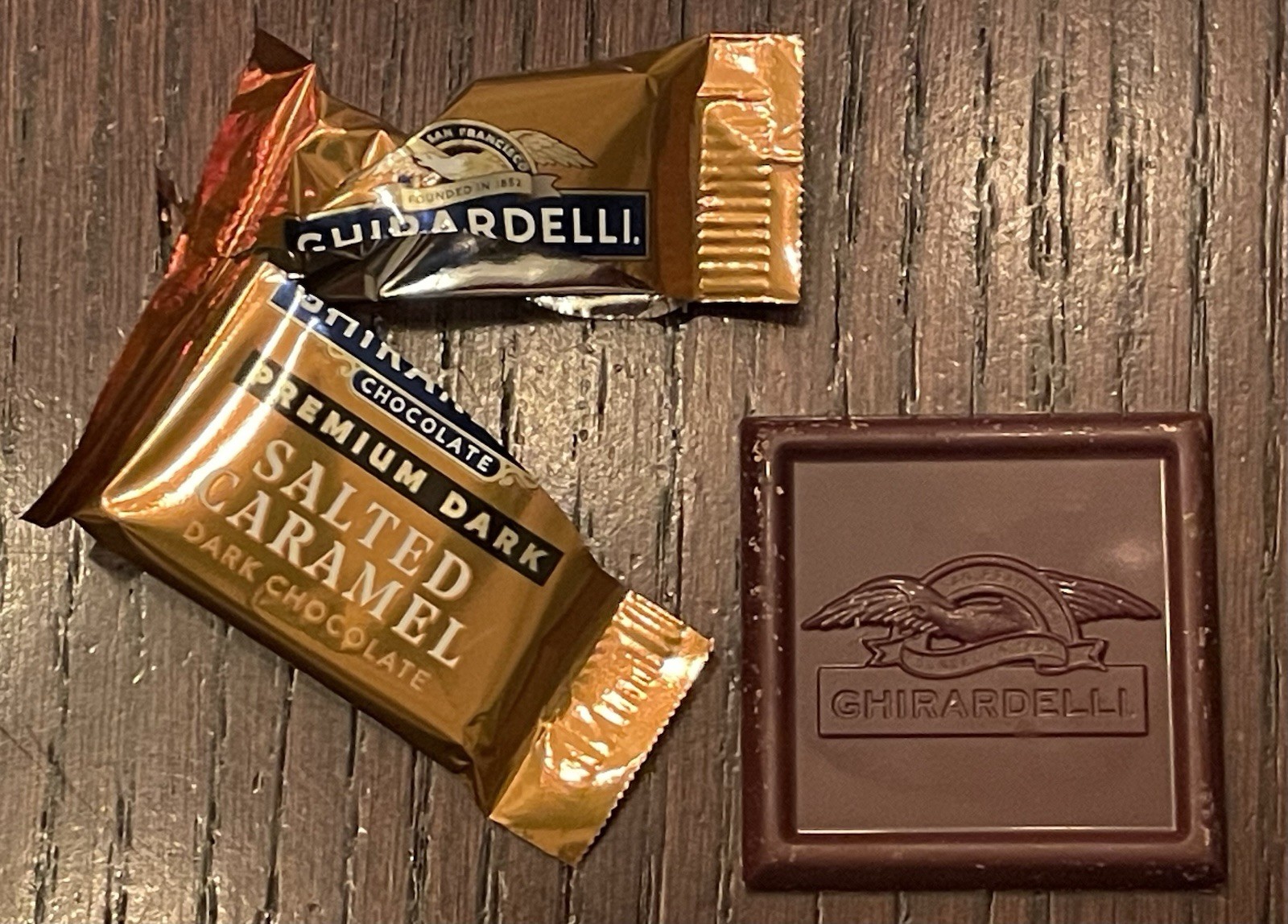Ghirardelli Lot of 4 Premium Dark Salted Caramel Dark Chocolate Squares 60 oz