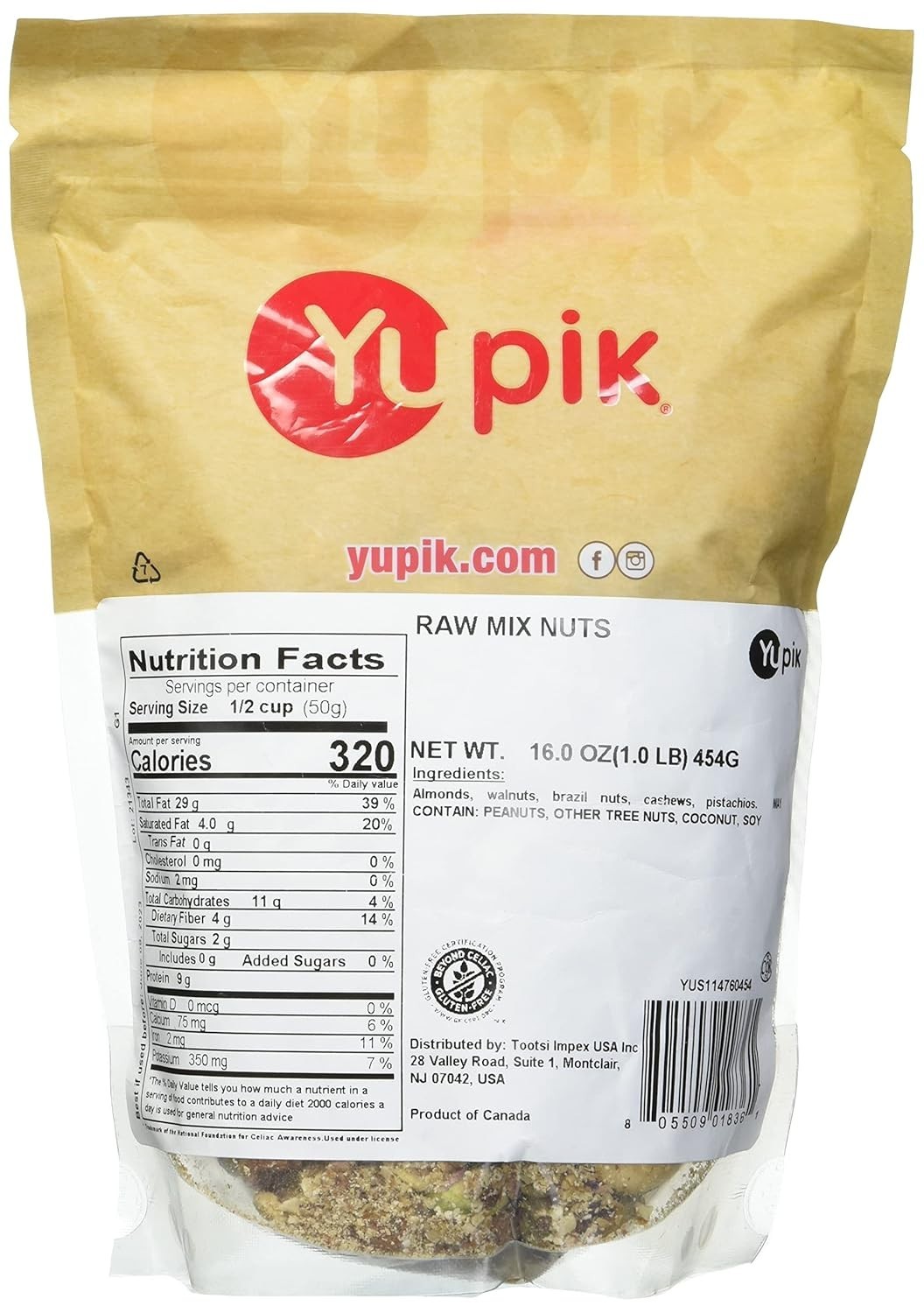 16 Ounce Raw Mixed Nuts – Healthy Snack Blend with No Added Oils or Salt