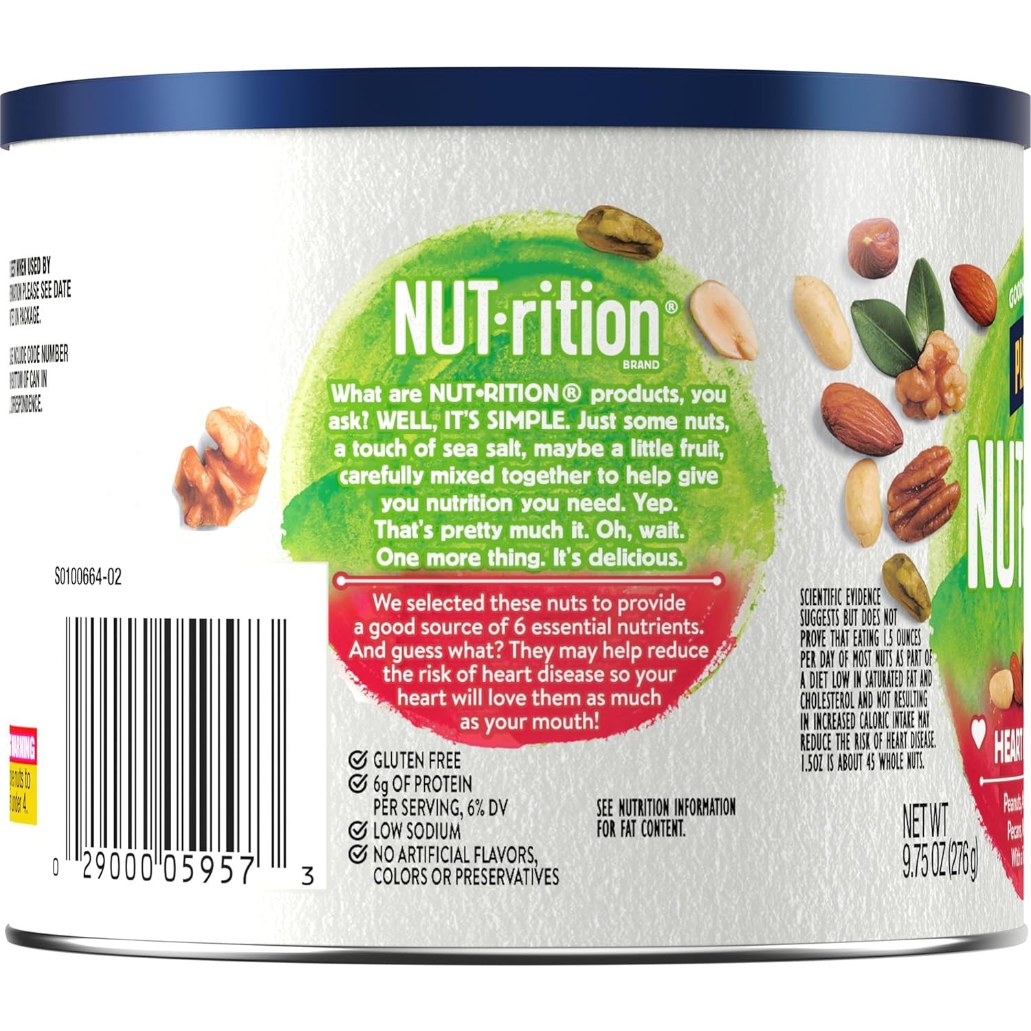 NUT-rition Heart Healthy Snack Nuts Mix, 9.75 oz Canister – On-the-Go Snack, …