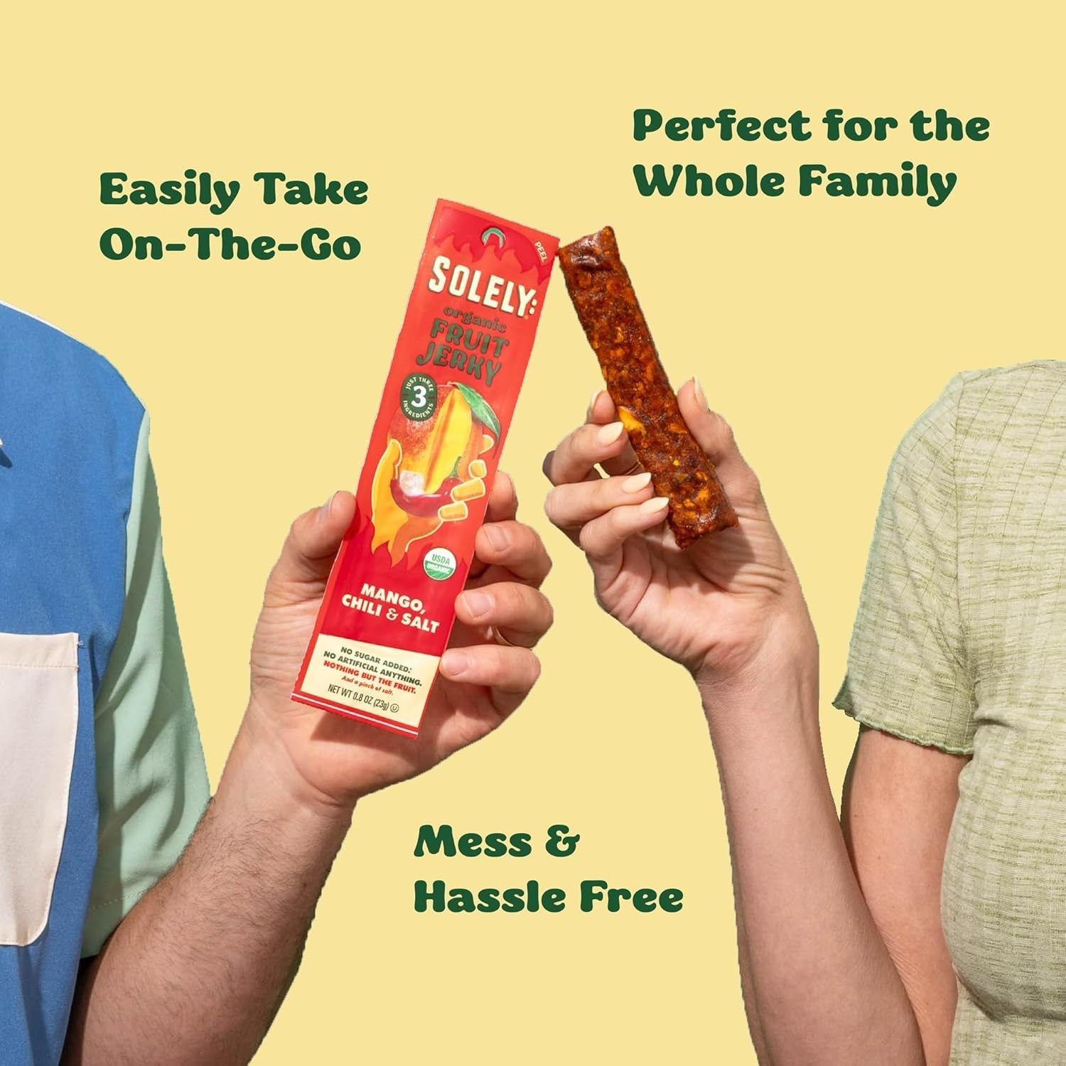 Solely – Organic Mango Fruit Jerky – 12 Individually Wrapped Fruit – Pack of 2