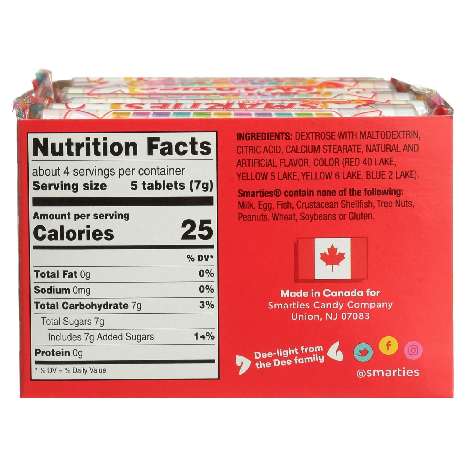 Smarties Candy Rolls, Giant, 36 Count Allergen Free new
