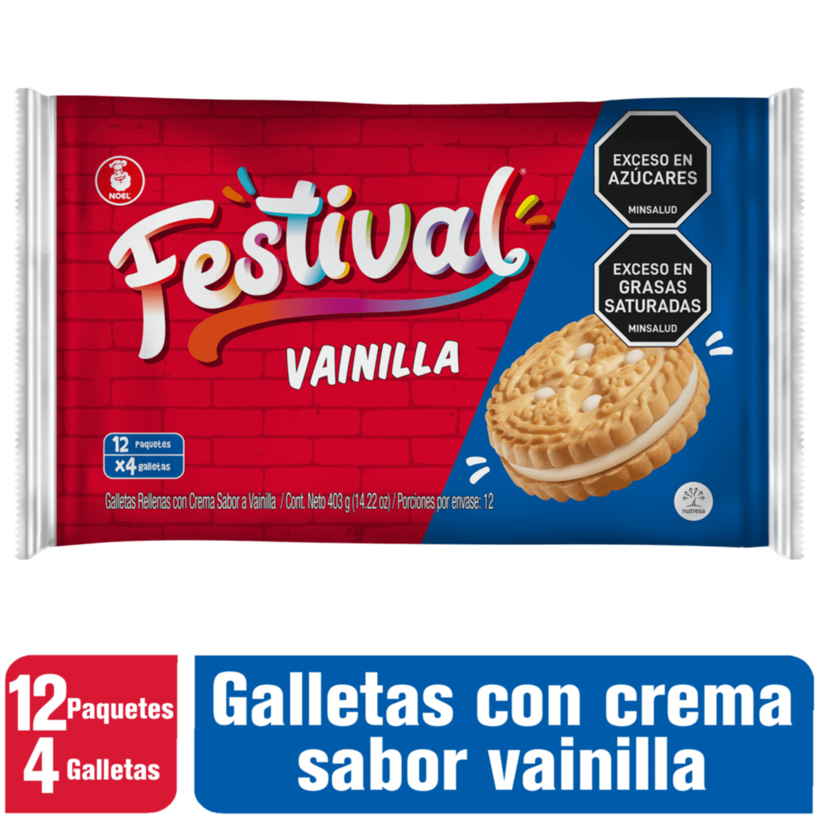 Colombian Festival vanilla Flavor Cookies x 12 packs x 400g