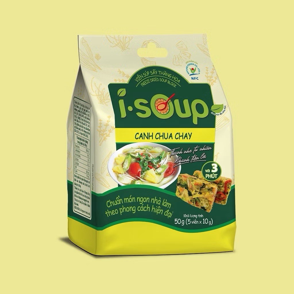 2 Packs × Instant Vegetarian Sour Soup ISOUP 50g (5 Cubes) – Instant Soup Cubes