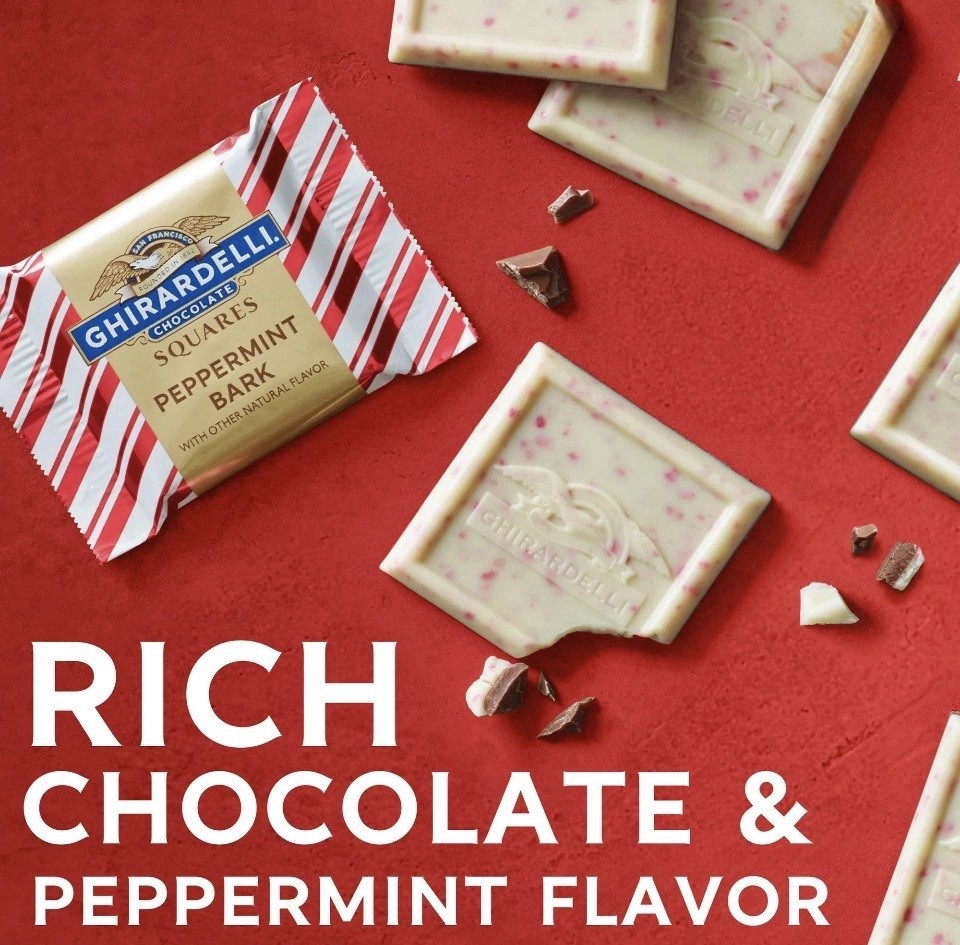 3 Packs Ghirardelli Dark Chocolate Peppermint Bark Squares 4.45 Oz Each