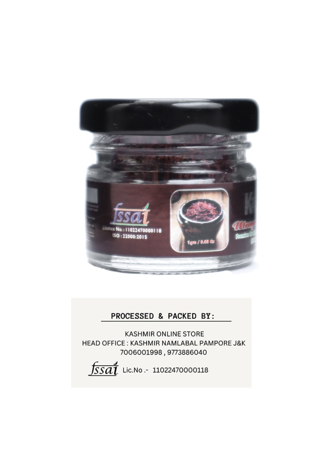 A+ Grade Premium Kashmiri Saffron 1gm–Pure Red Kesar Threads Spice Gift BoxPack.