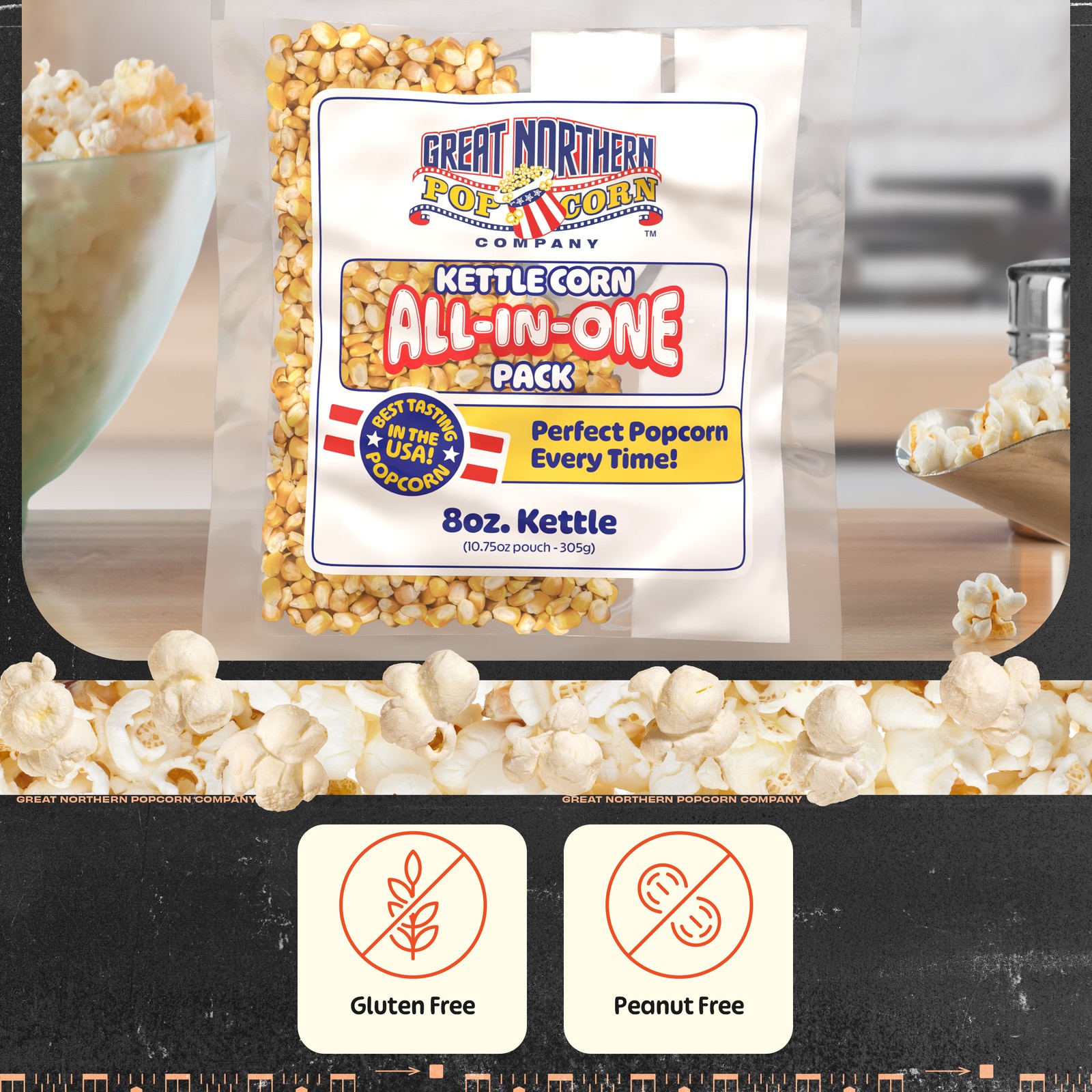 8oz Kettle Corn Popcorn Machine Popcorn Packets 5-Pack All in One Popcorn Packs