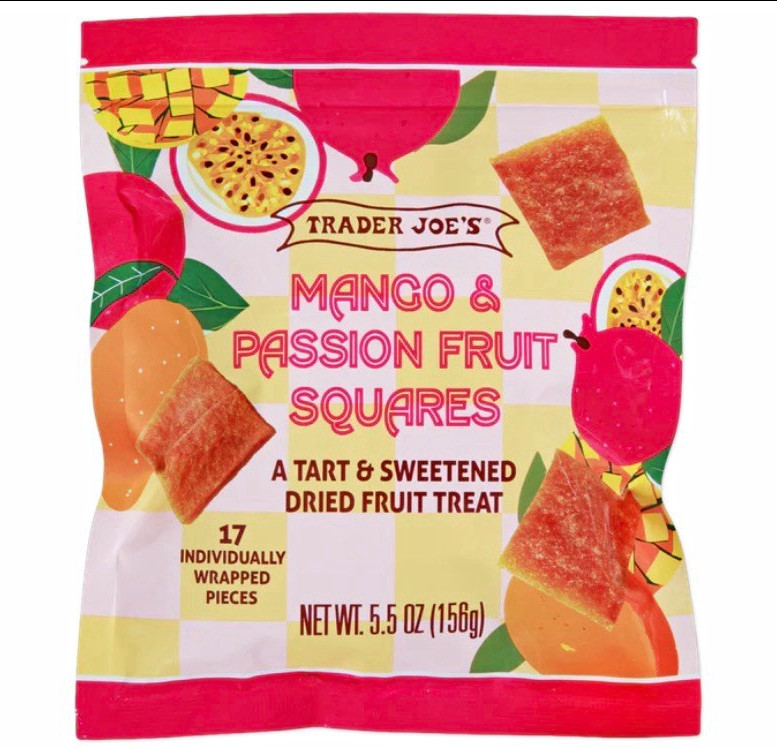 Trader Joes Mango & Passion Fruit Squares Dried Fruit Snack Treat 5.5oz NEW
