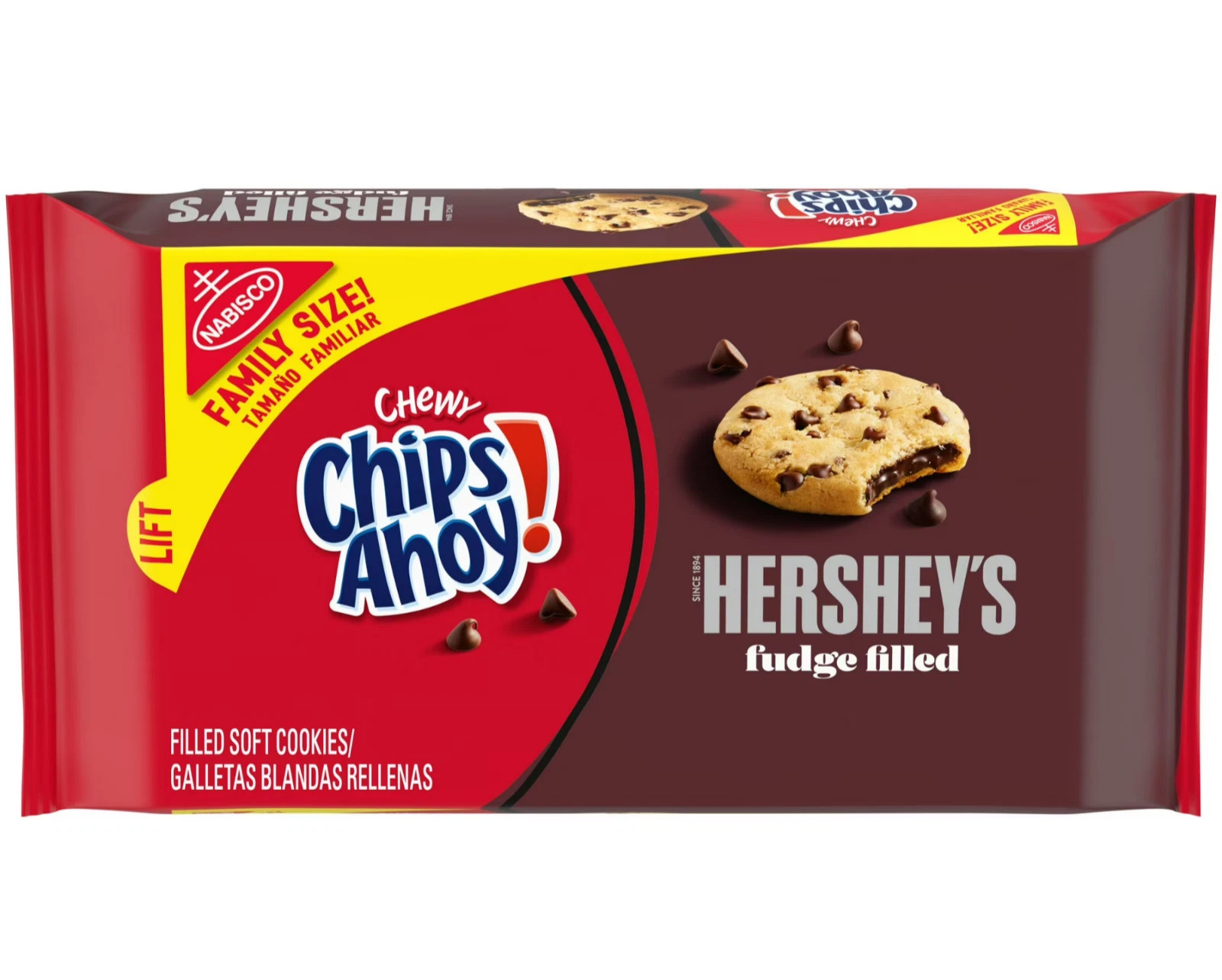 Chips Ahoy Chewy Cookies Hershey’s Fudge Filled 14.85 oz Family Size,Free Ship..