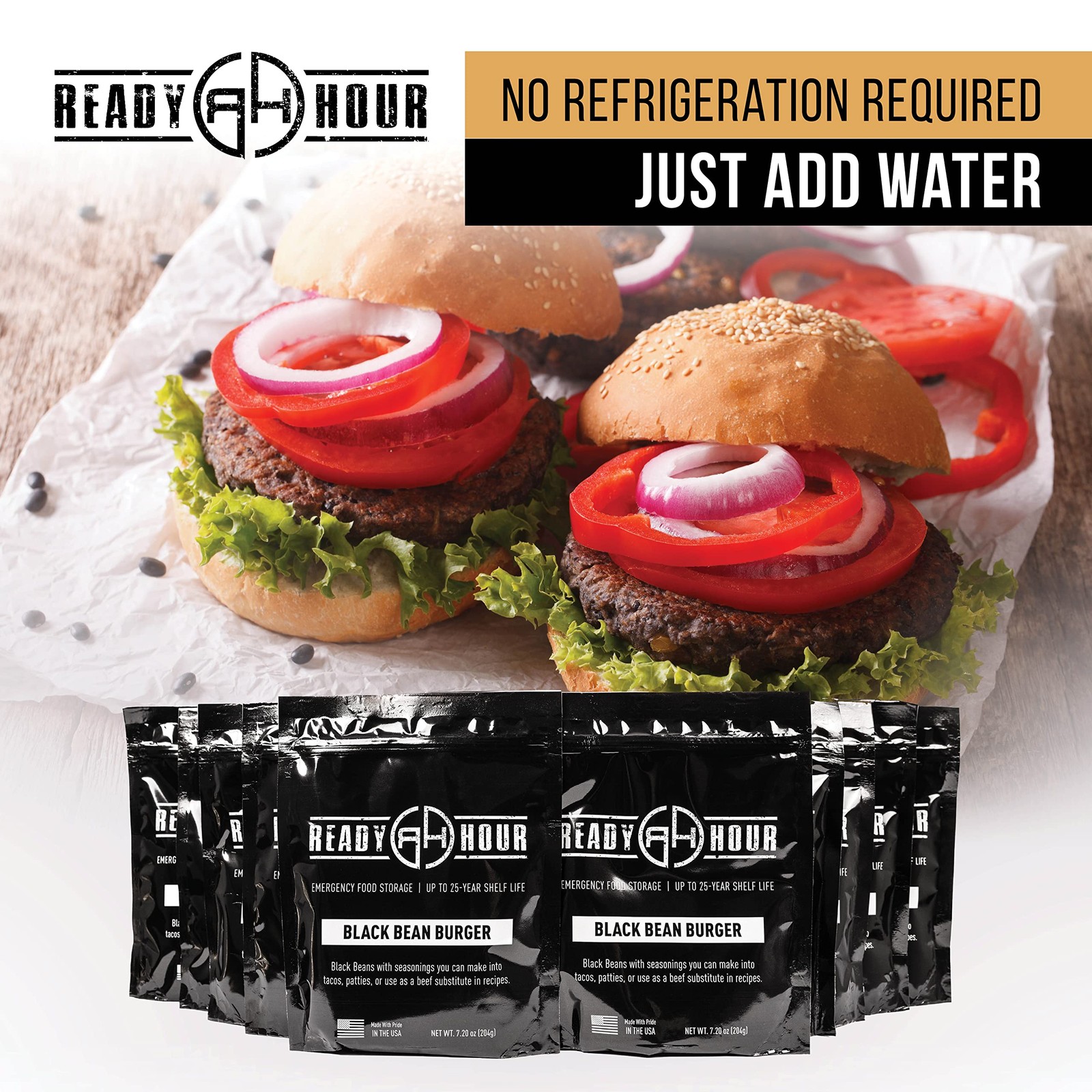 Ready Hour, Black Bean Burger Mix, Real Non-Perishable Recipe, 5.34 pounds