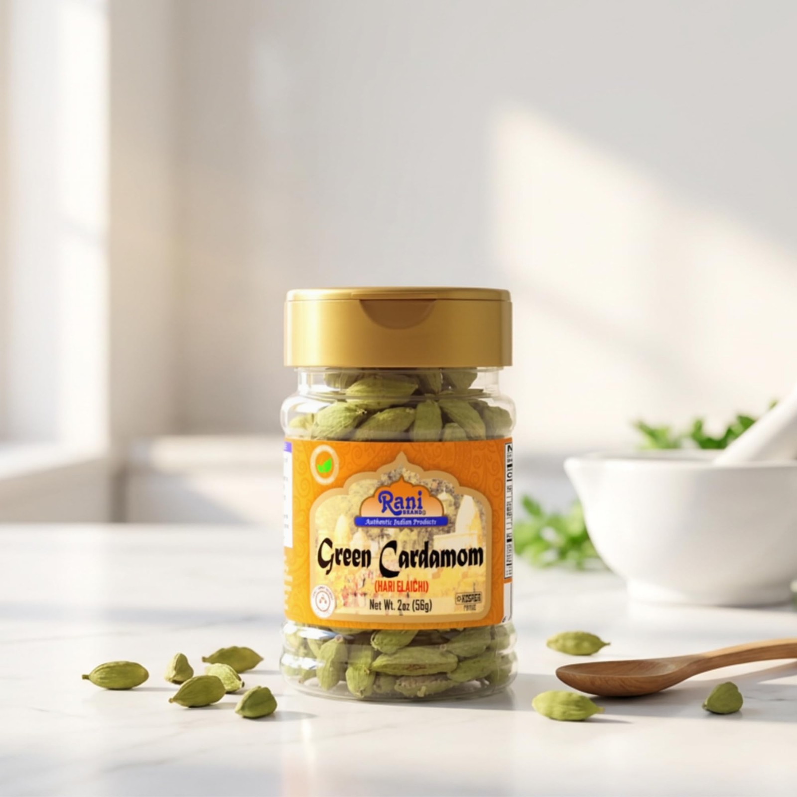 Rani Green Cardamom Pods Spice (Hari Elachi) 2oz (56gms)