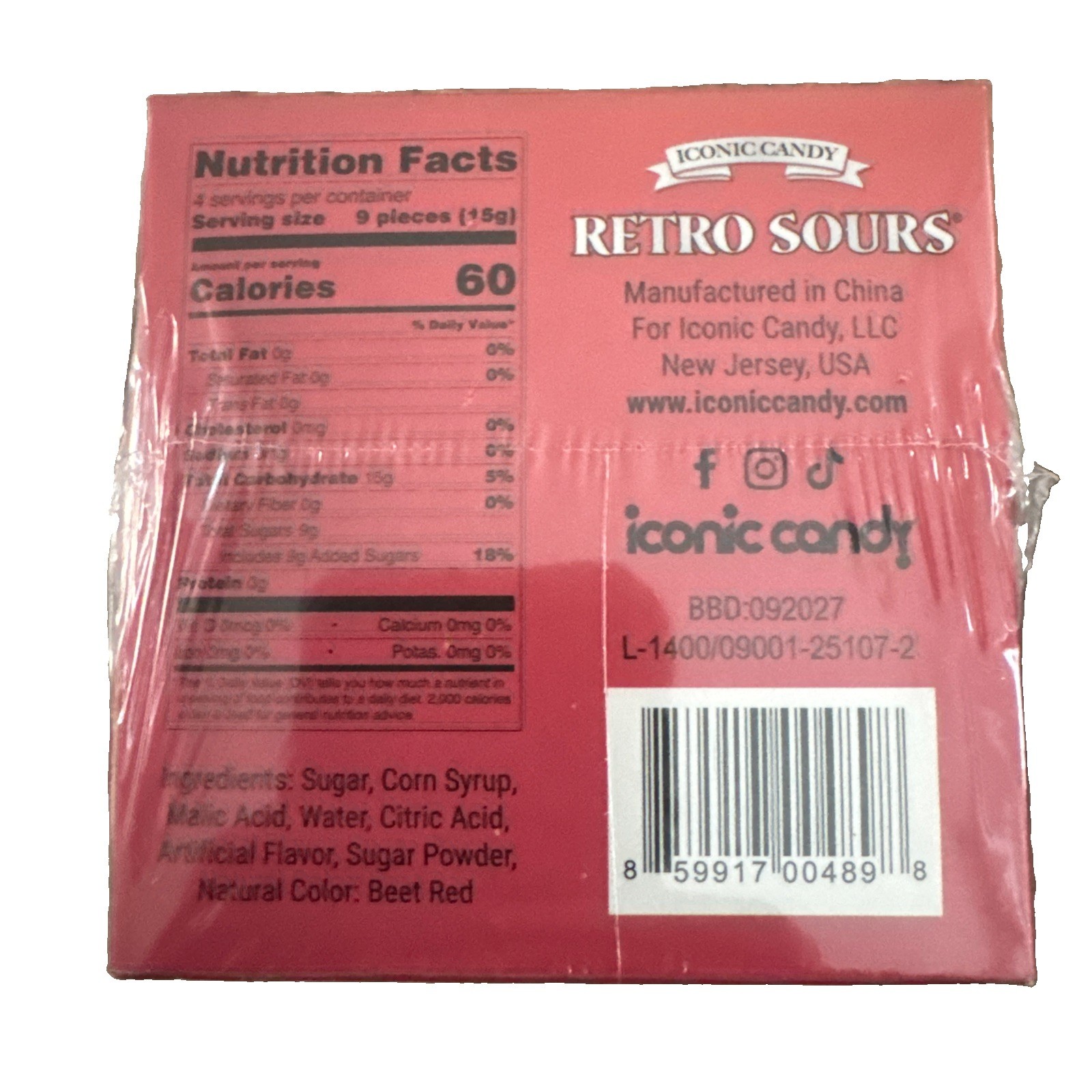 Iconic Candy Retro Sours Red Apple Hard Candy 8 Tins Box, 6.9 oz
