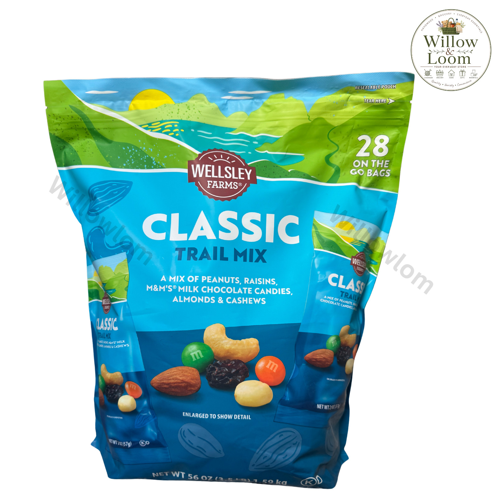 Wellsley Farms Classic Trail Mix Multi Pack Snack Packs 28 Count 3.5 lbs Pouch