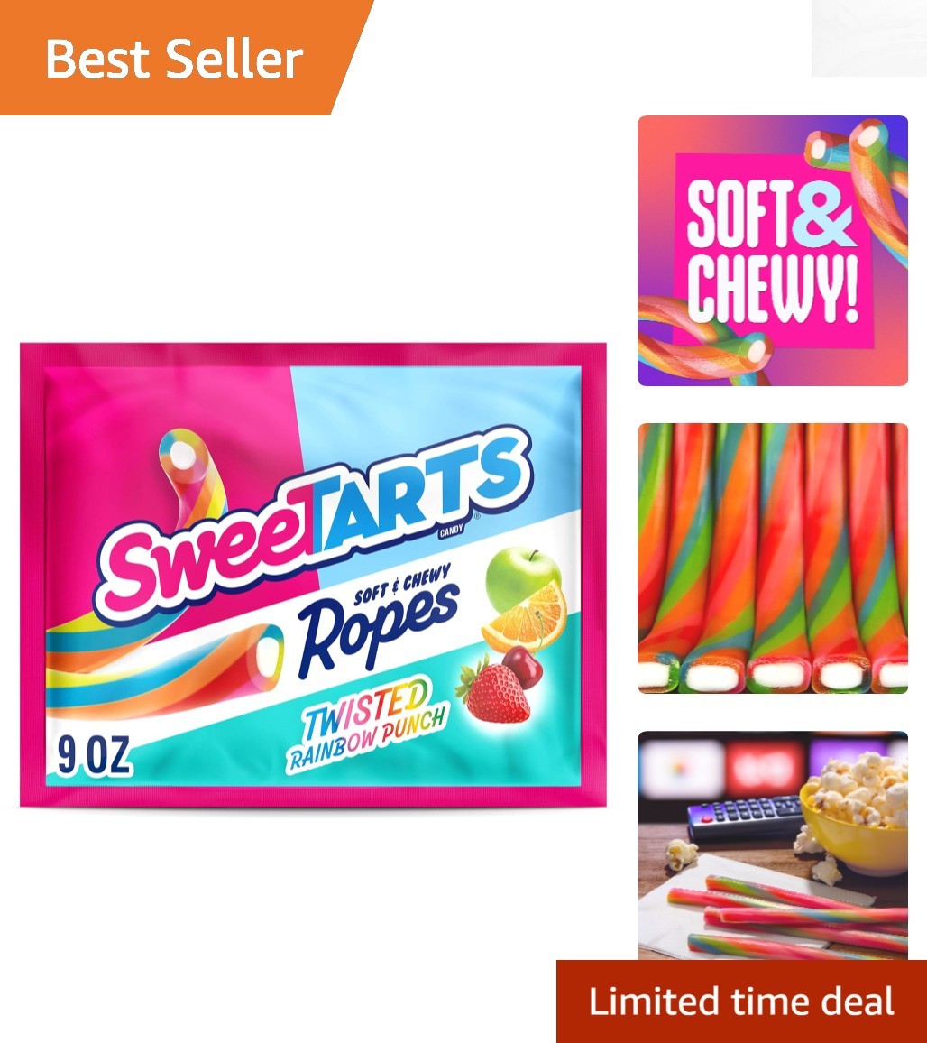 Twisted Rainbow Punch Soft & Chewy Candy Ropes – 9 oz Delight for All Occasions