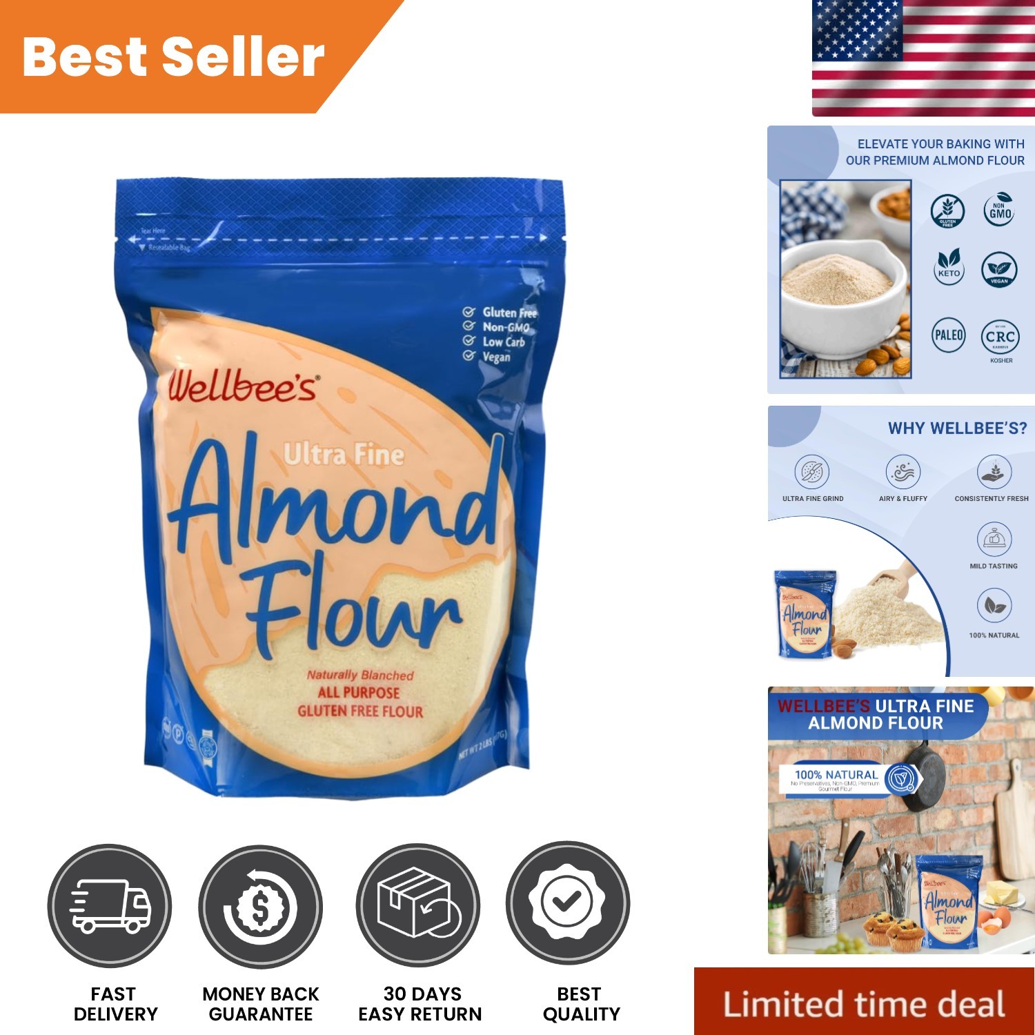 All-Purpose Almond Flour – 2 lbs Extra Fine, Low Carb & Kosher Certified
