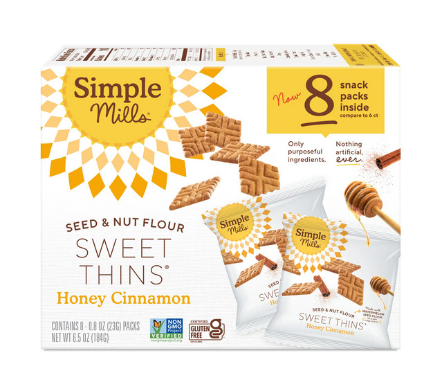 Simple Mills Honey Cinnamon Seed & Nut Flour Sweet Thins Snack Packs, 0.8 oz, Pa