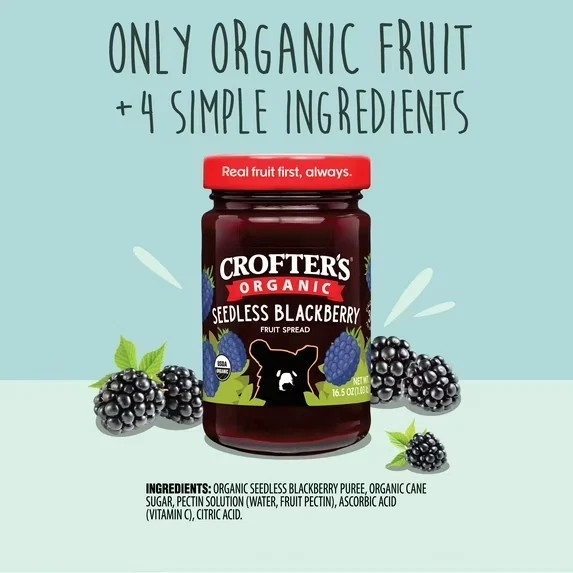 Crofter’s Organic Seedless Blackberry Premium Fruit Spread, 16.5 oz