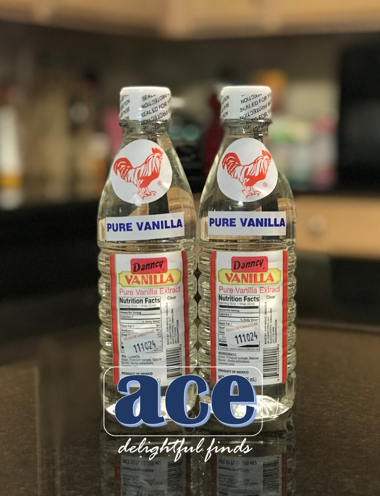 Two (2) Danncy Pure Mexican Vanilla Extract – White Color (12 oz each)