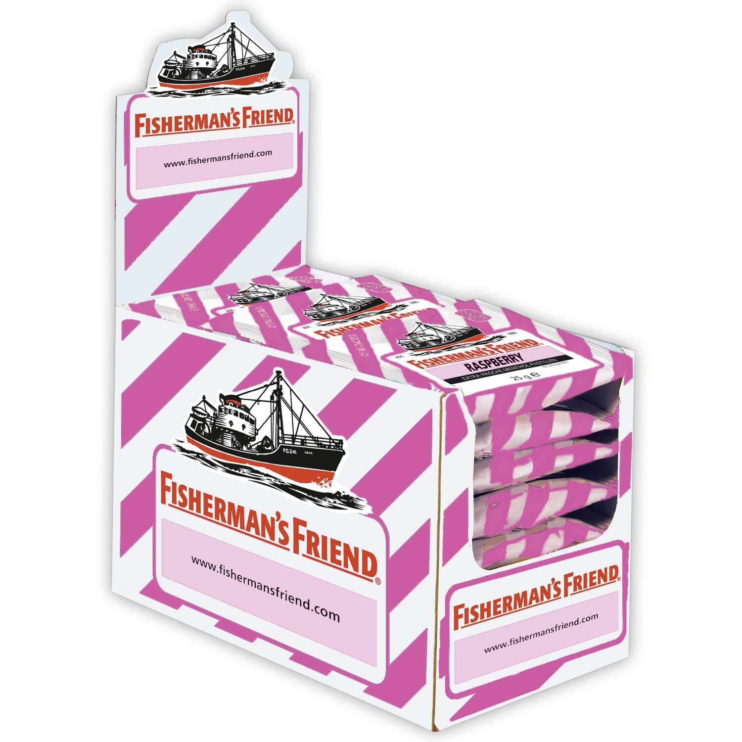 Box with 24 Bags Fisherman´s Friend Raspberry sugarfree New from Germany
