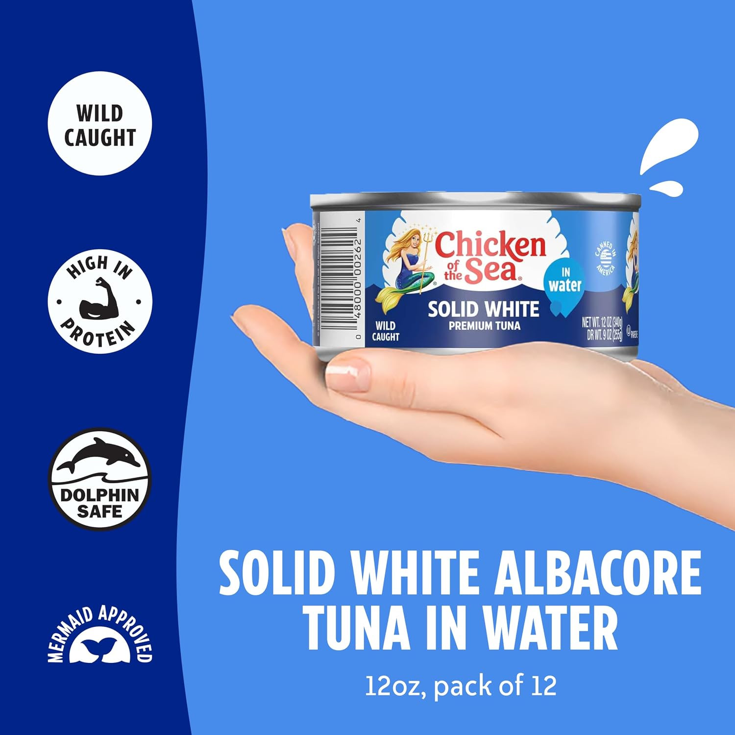 Wild Caught Premium Solid White Albacore Tuna in Water, 12 Oz Cans, 12-Count – H