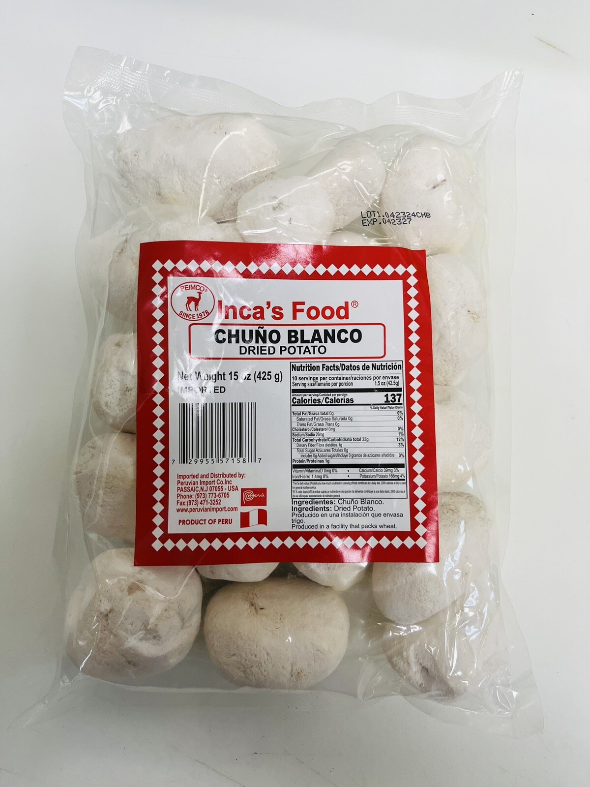 CHUÑO ENTERO – Inca – Food. 425 – Gramos. Pack X 2