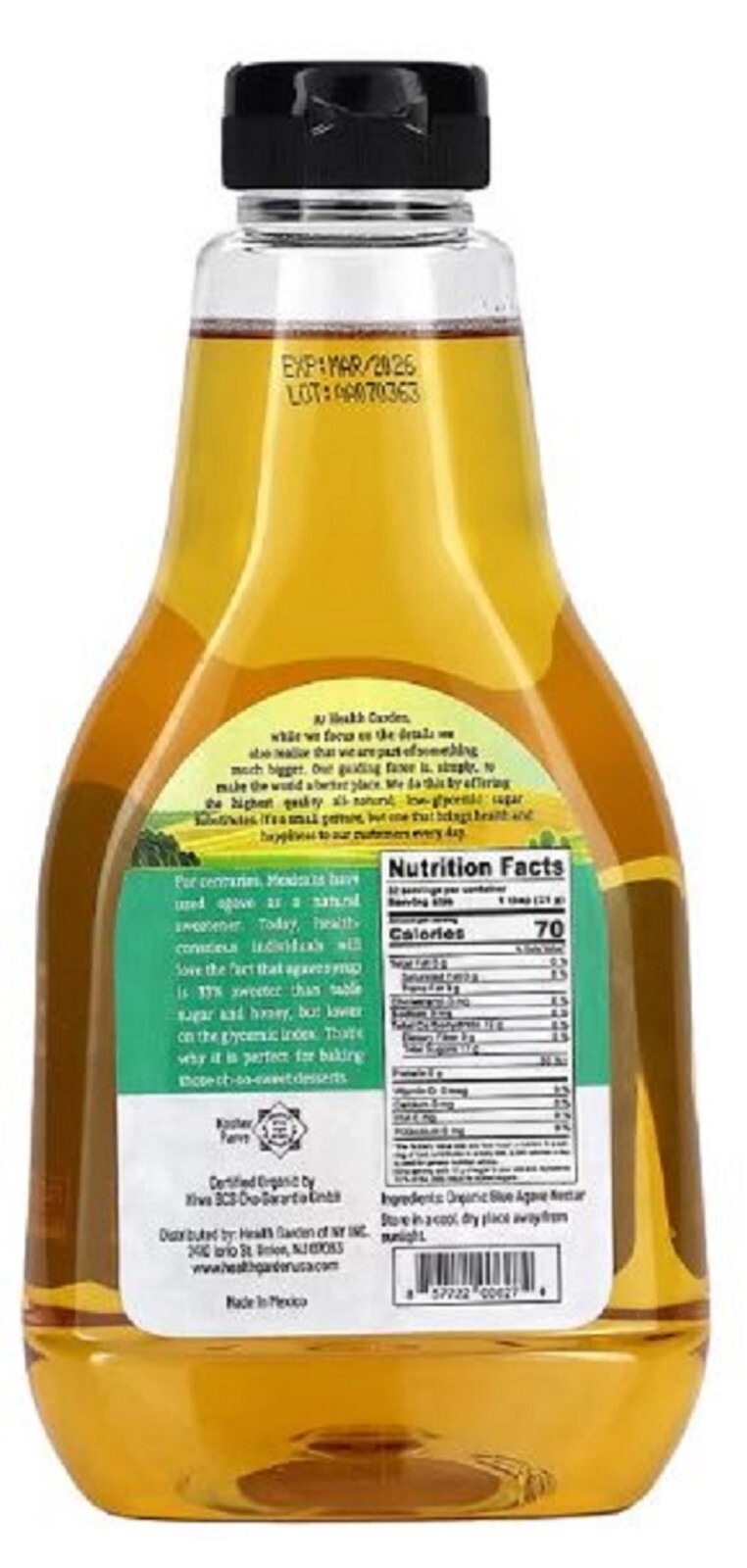 Health Garden Organic Agave Blue Syrup 11.6 oz