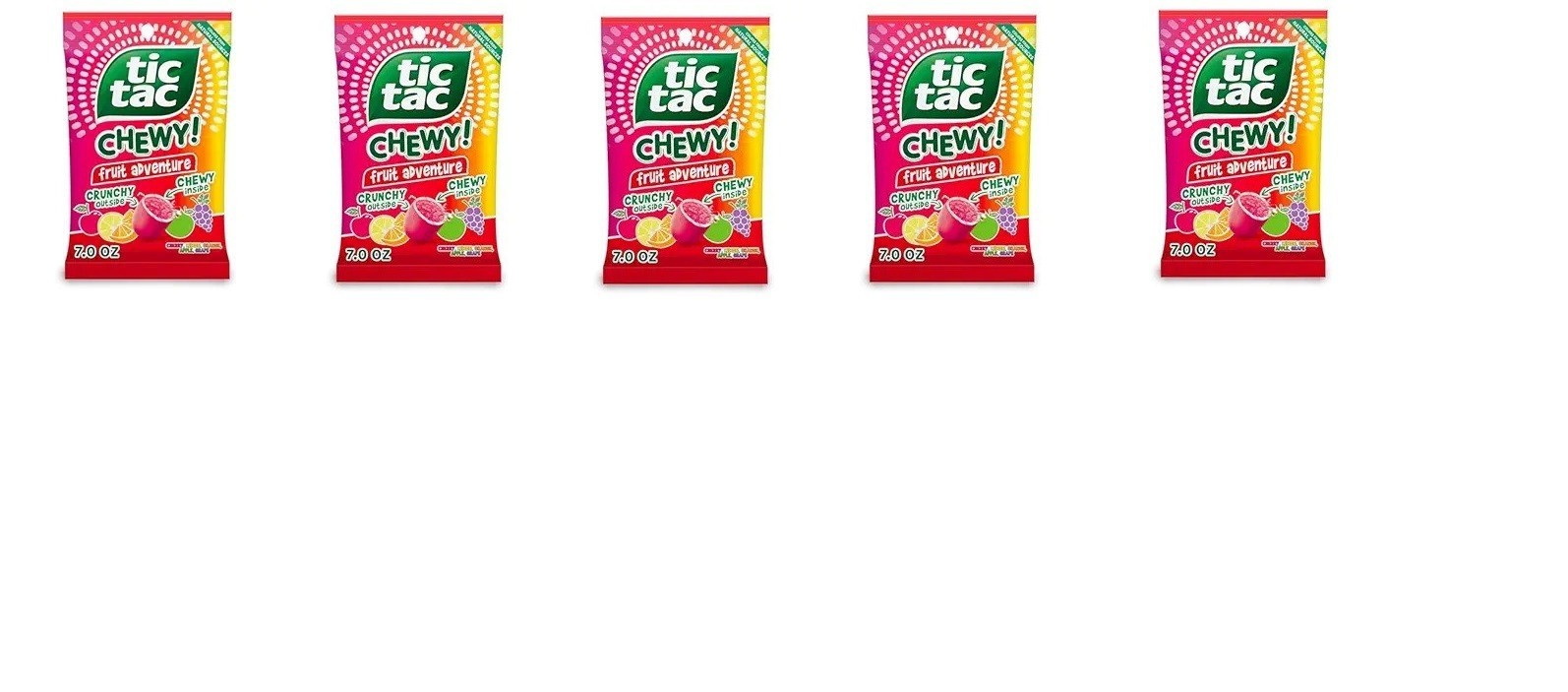 Tic Tac Chewy! Fruit Advenure 7 oz big bag (pack of 5)exp 5/2026