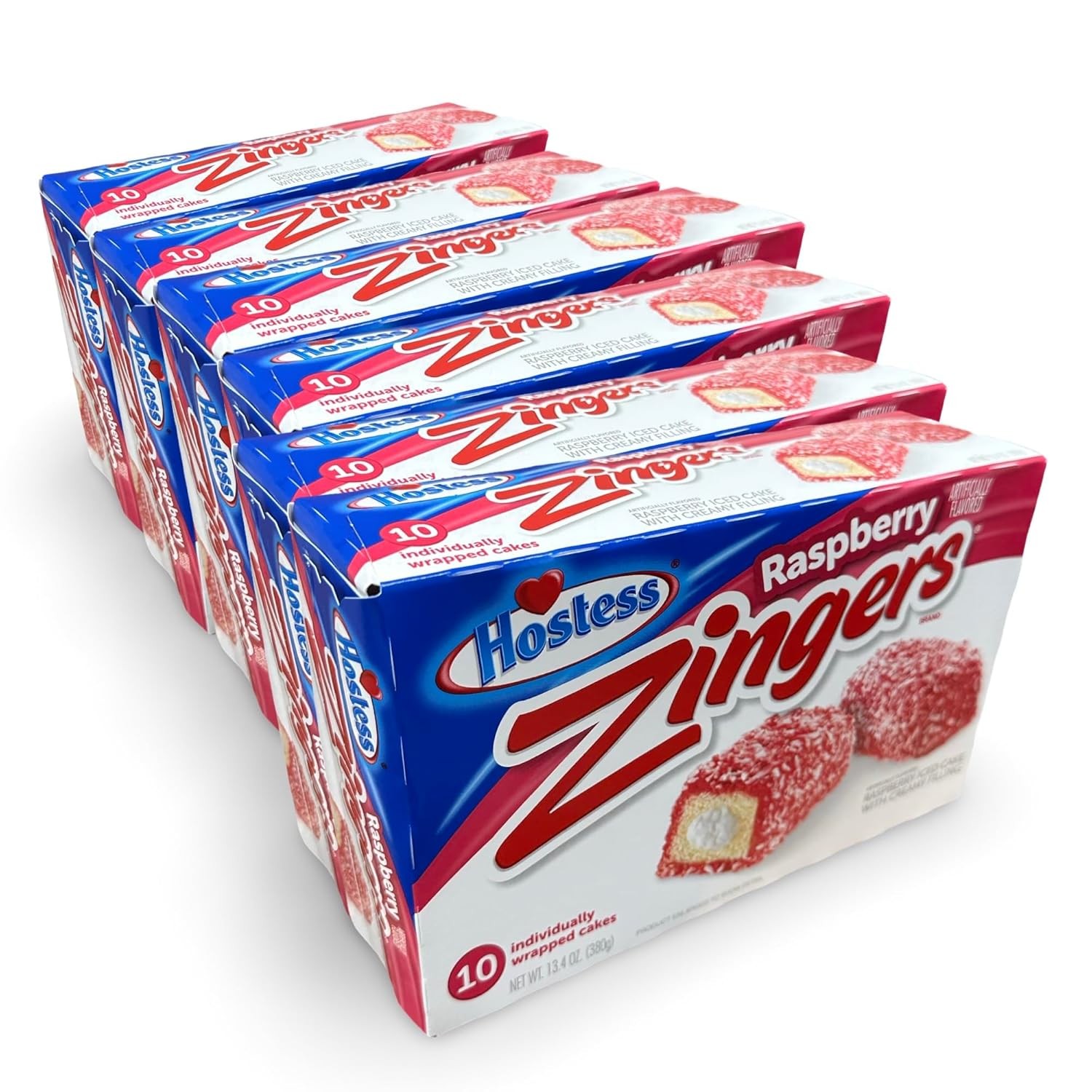 Hostess Raspberry Zinger Multi-Pack 10 Pack Box, 13.4 Ounce, 6 Per Case (60 Tota