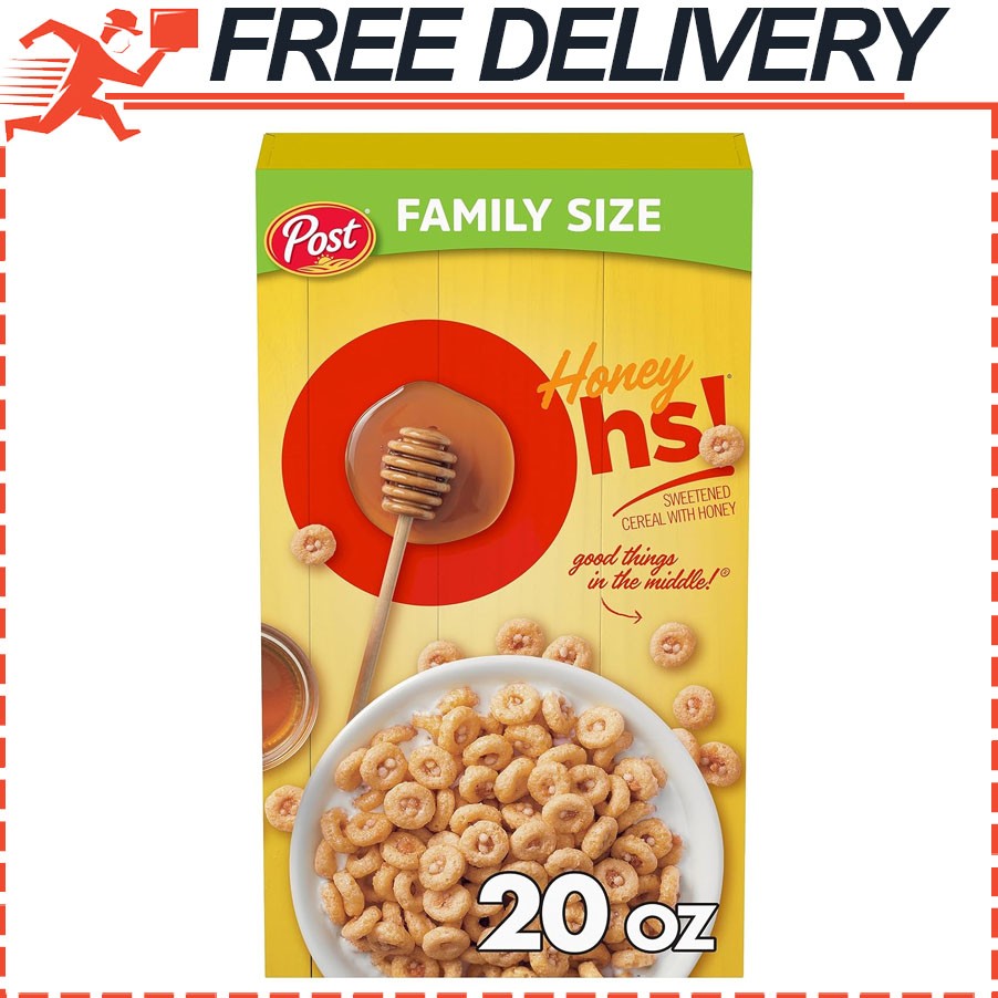 Honey Ohs Cereal, Crunchy Sweetened Corn, Oats and Rice Os, Family Size 20 oz