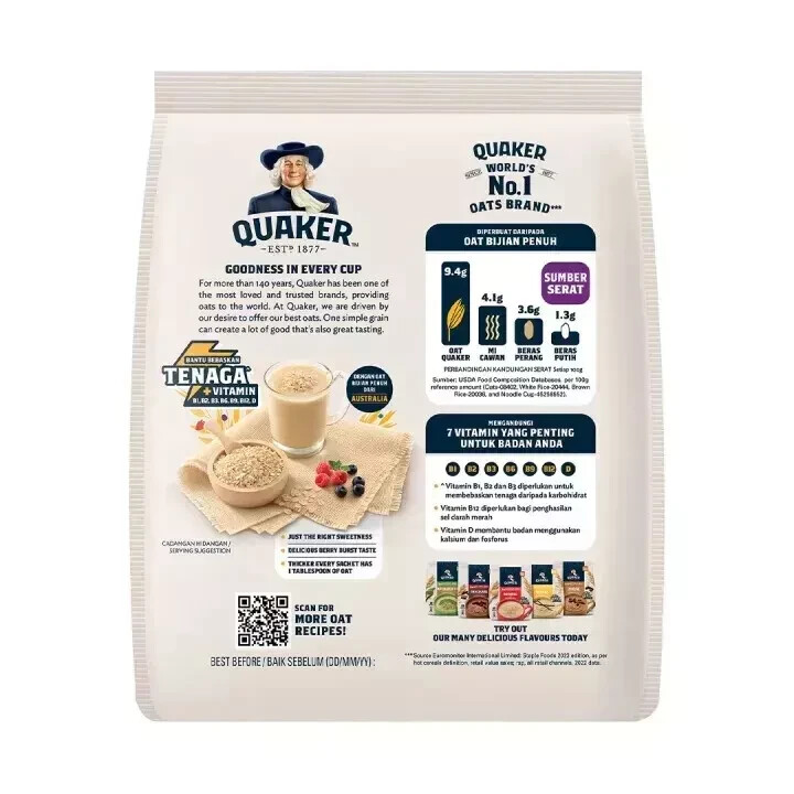 Quaker Oat Cereal Drink 3in1 Berry Burst 15’s x 30g Free Shipping World Wide