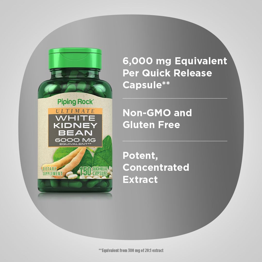 Piping Rock White Kidney Bean Extract | 150 Capsules | 150 Count (Pack of 1)