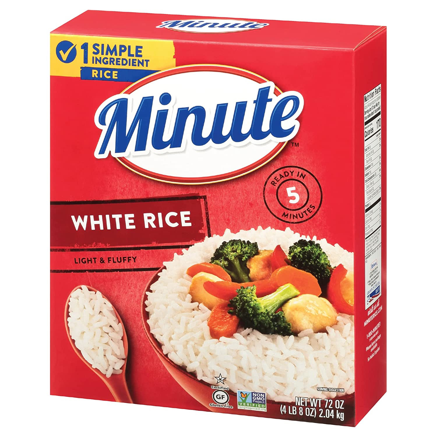 Instant White Rice, 72-Ounce Box, Light and Fluffy, for Quick Dinner Meals