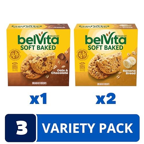 belVita Soft Baked Breakfast Biscuits Variety Pack 15 Total Packs Banana Oats