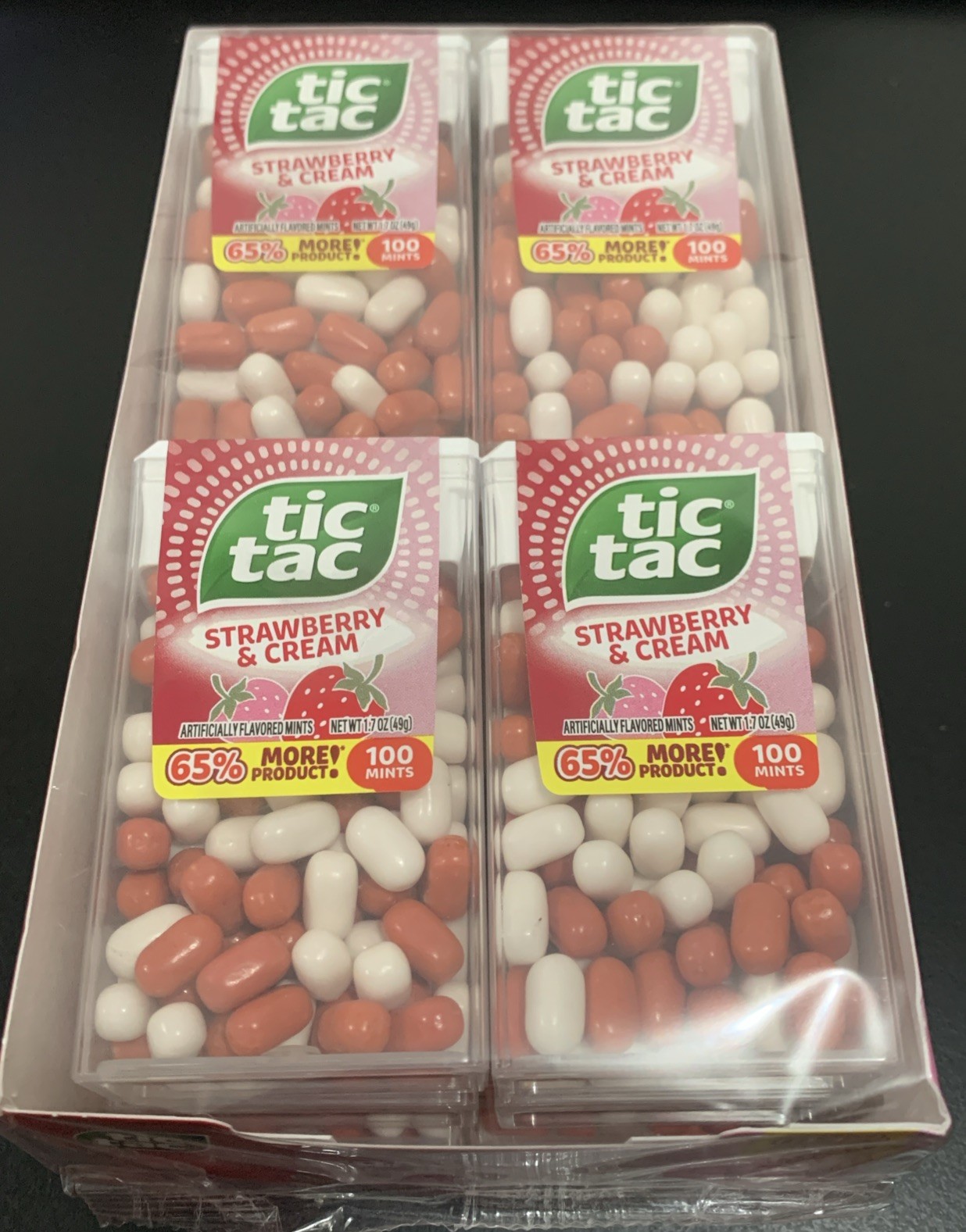 12 Pack Tic Tac Strawberry and Cream Mints Bulk 1.7oz Candy Mints 100 Mints